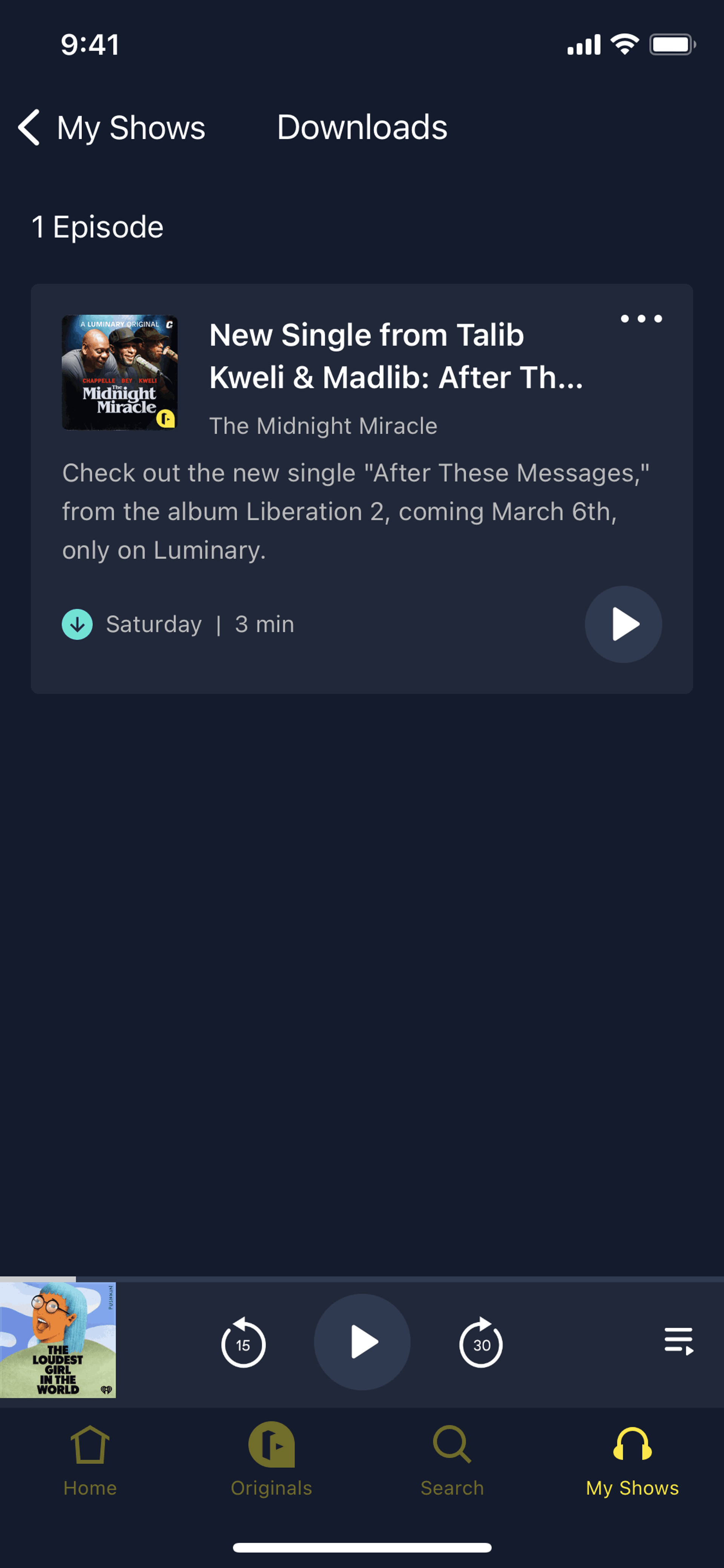 Luminary iOS Entertainment interface screenshot 24