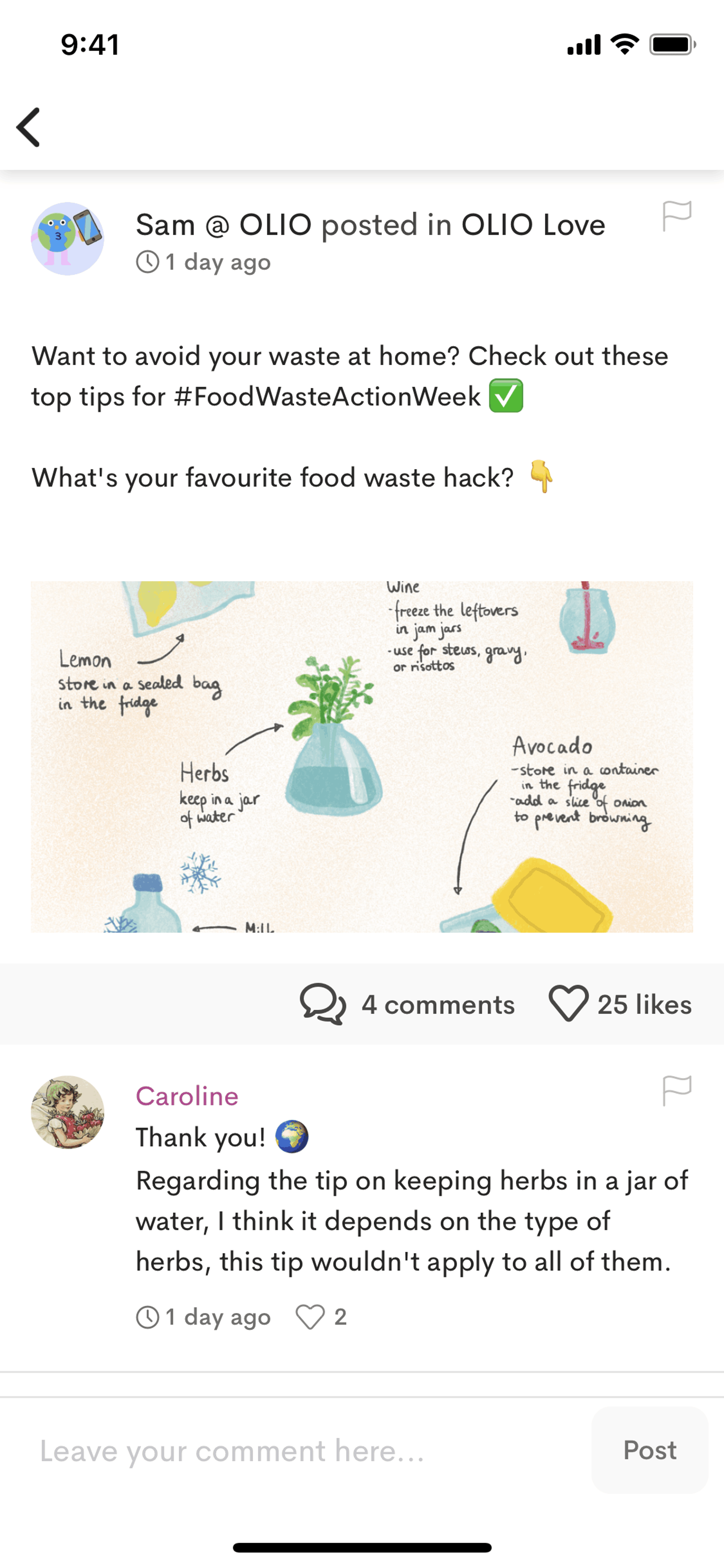 OLIO iOS Food & Drink interface screenshot 22