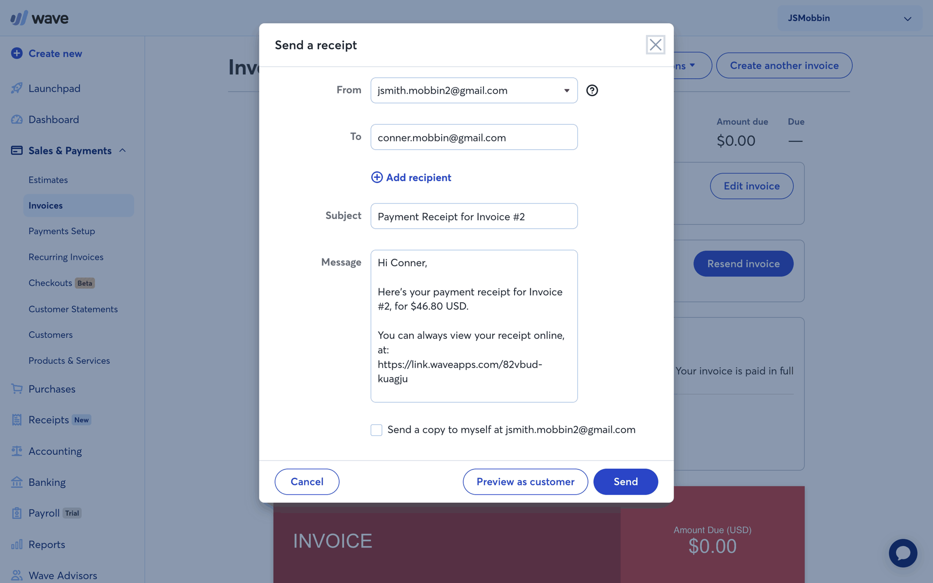 Wave Web Business interface screenshot 7