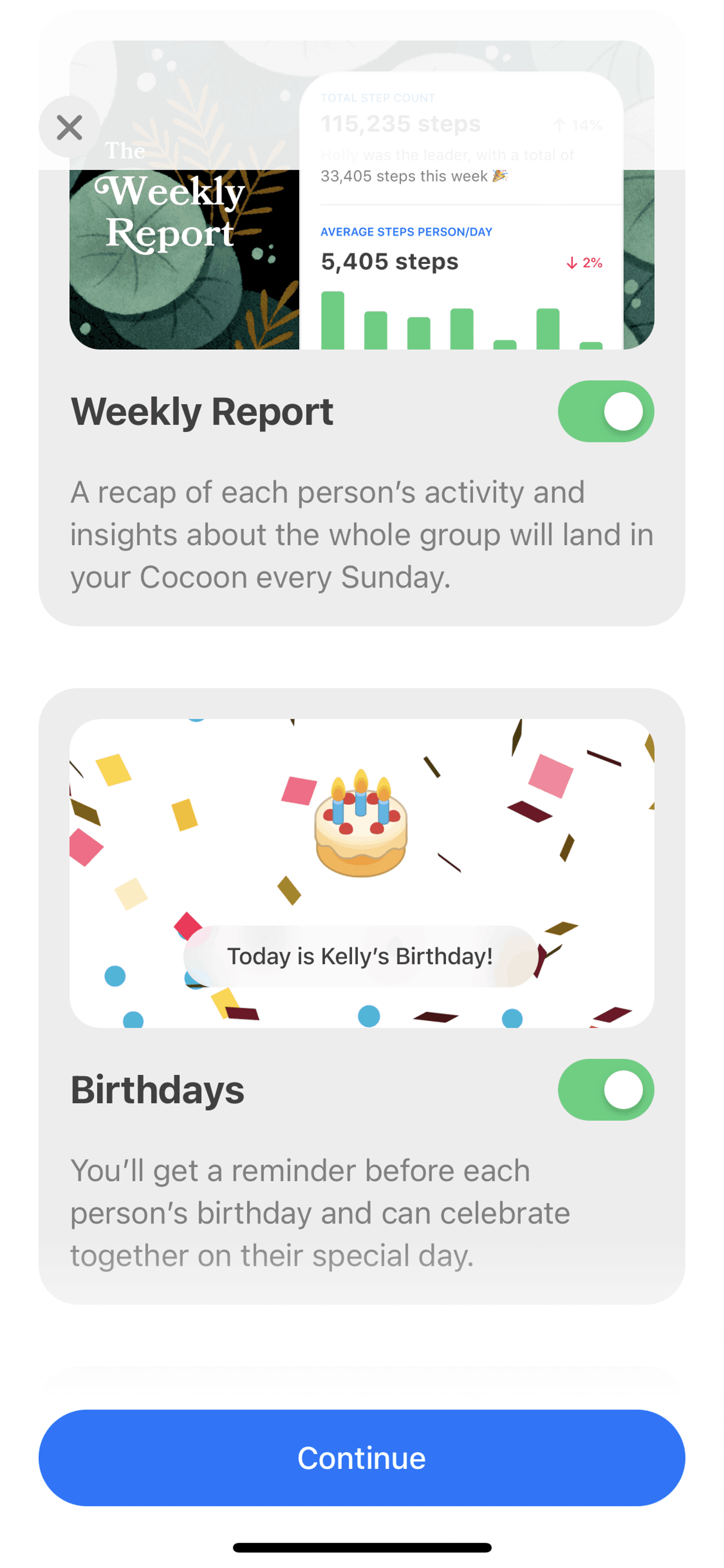 Cocoon iOS Lifestyle interface screenshot 12