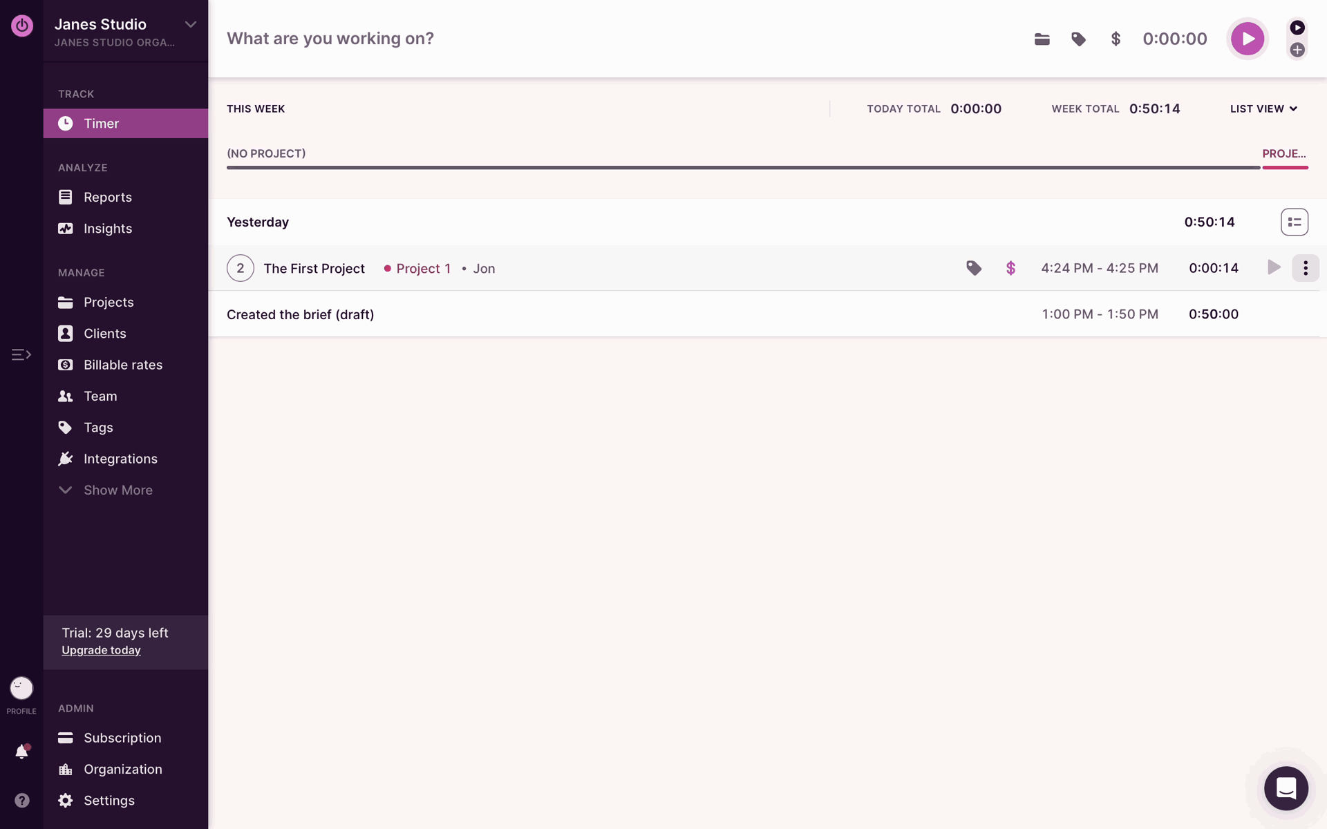 Toggl Track Web Business interface screenshot 21