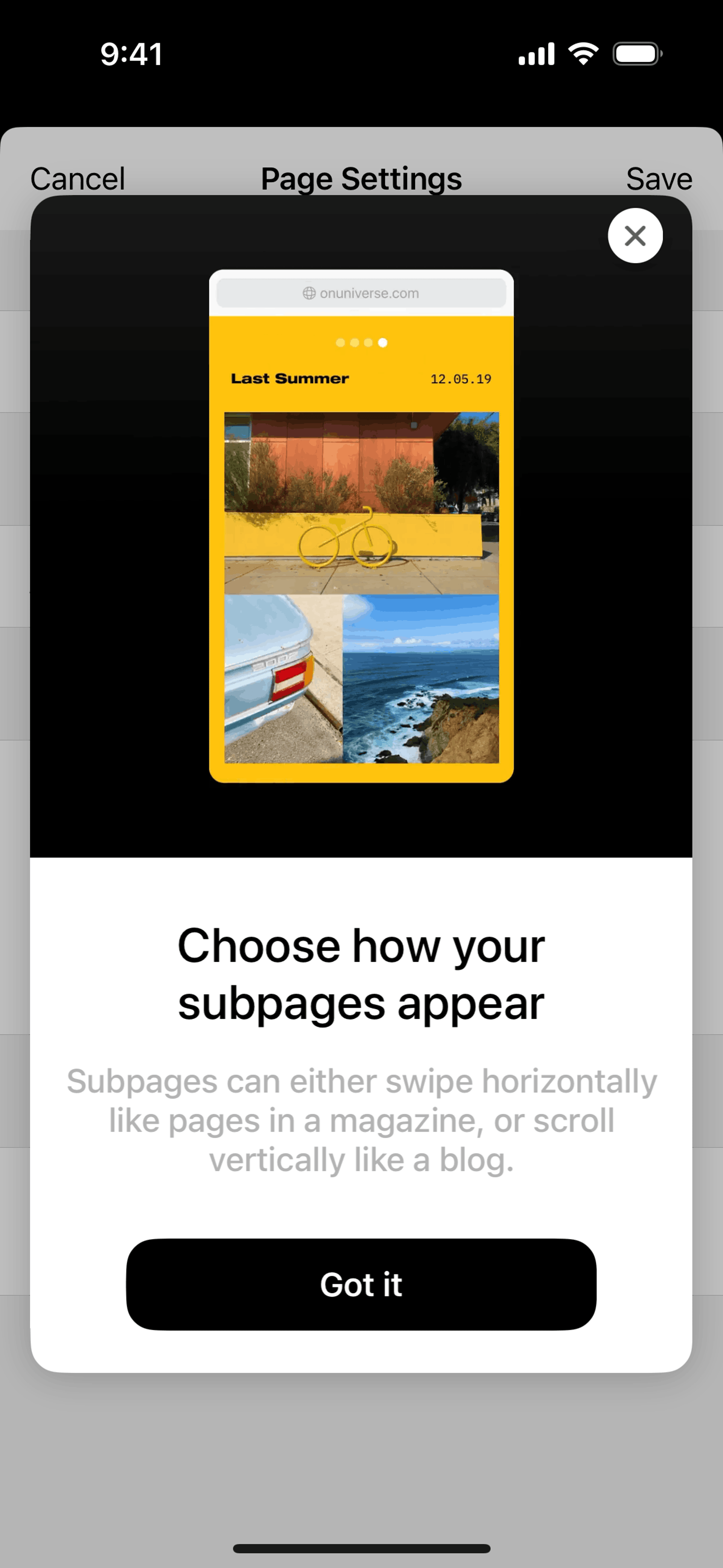 Universe iOS Productivity interface screenshot 24
