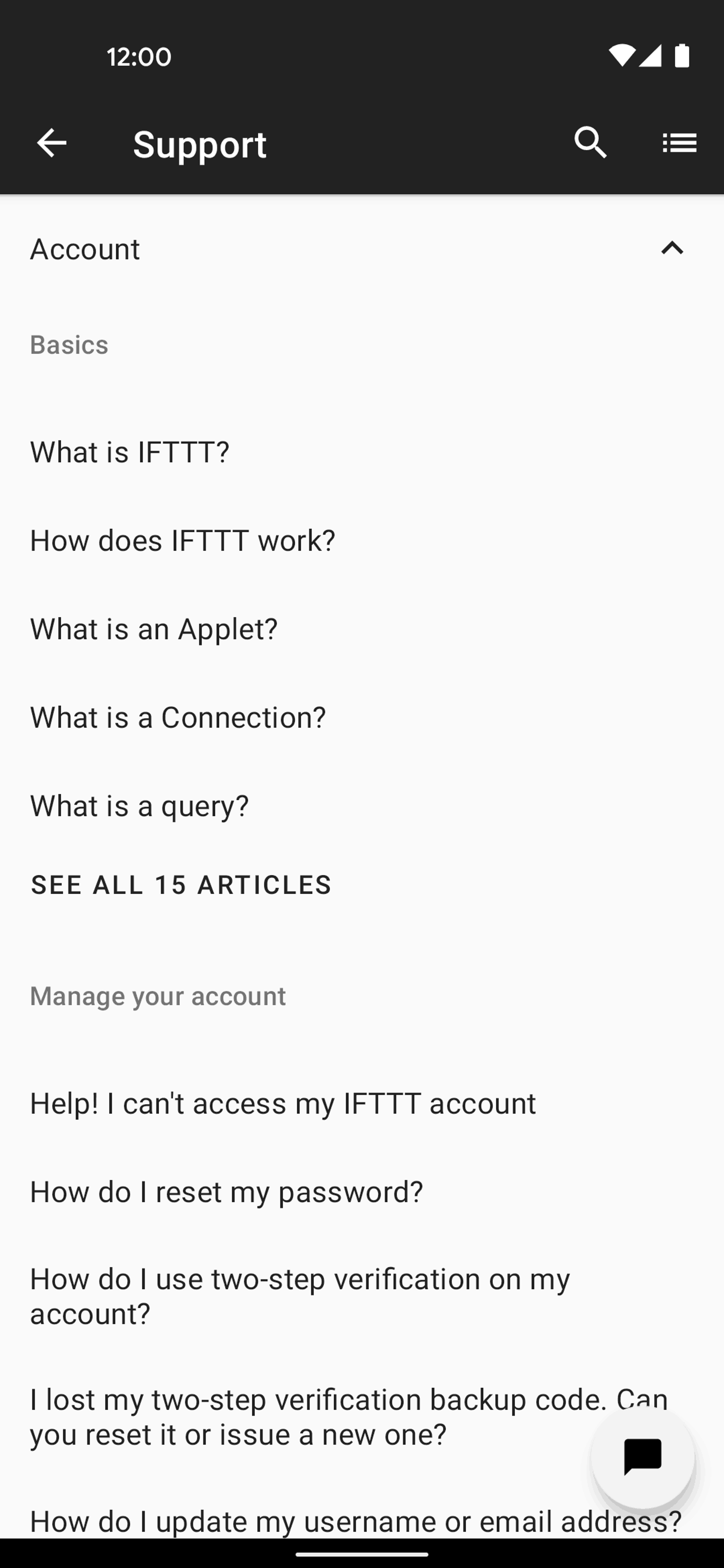 IFTTT Android Productivity interface screenshot 19