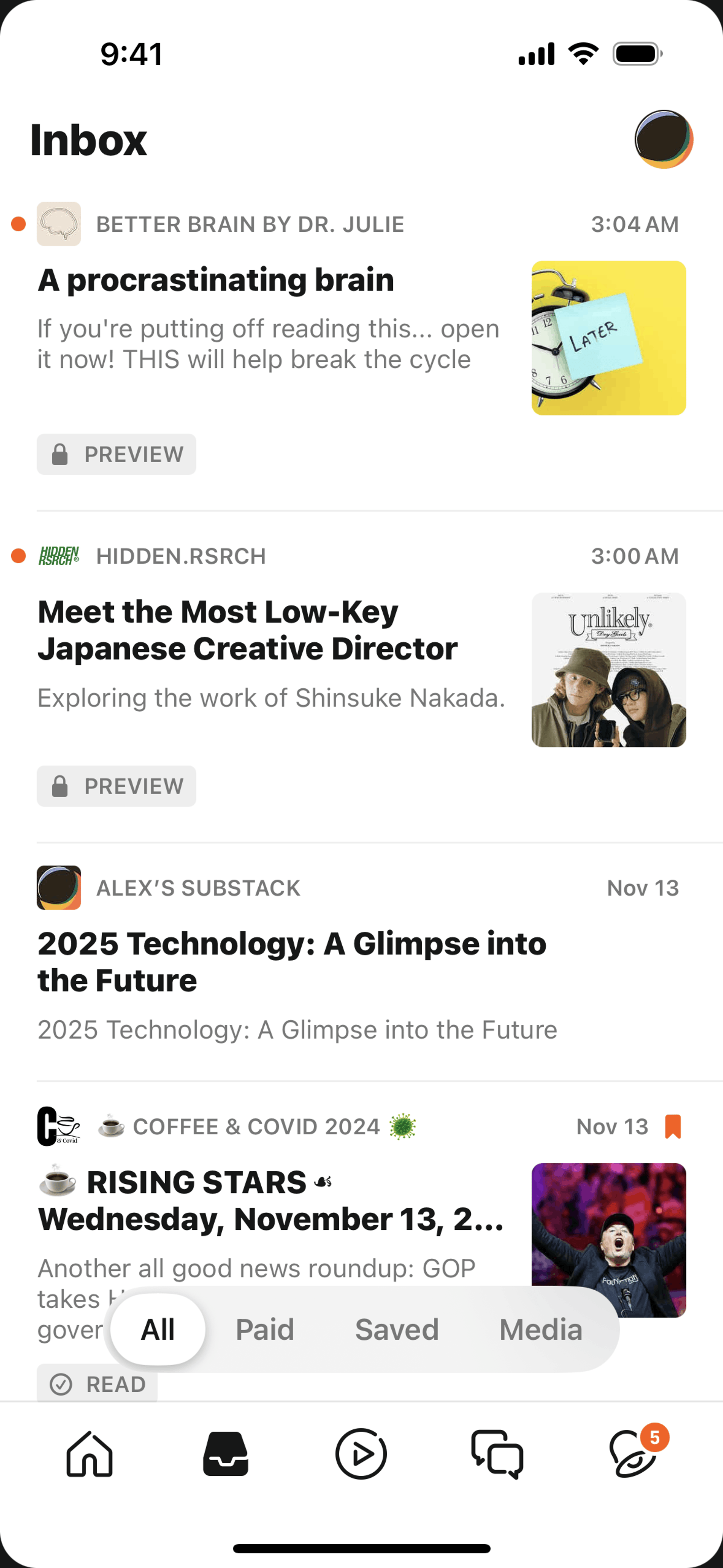 Substack iOS News interface screenshot 6