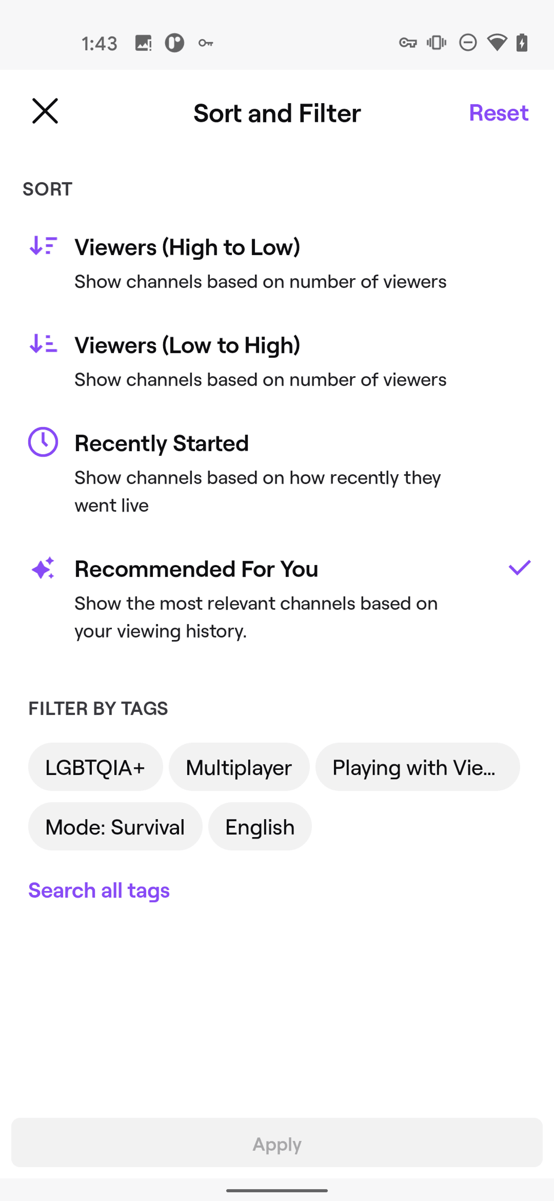 Twitch Android Photo & Video interface screenshot 18