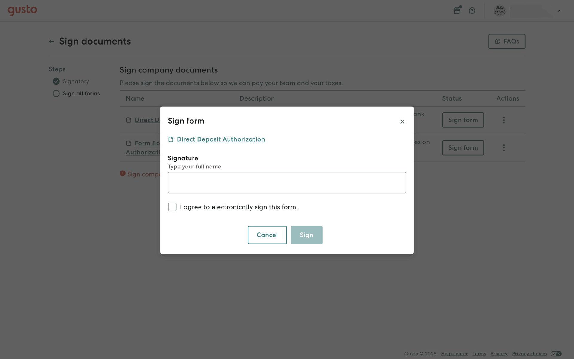 Gusto Web Finance interface screenshot 21