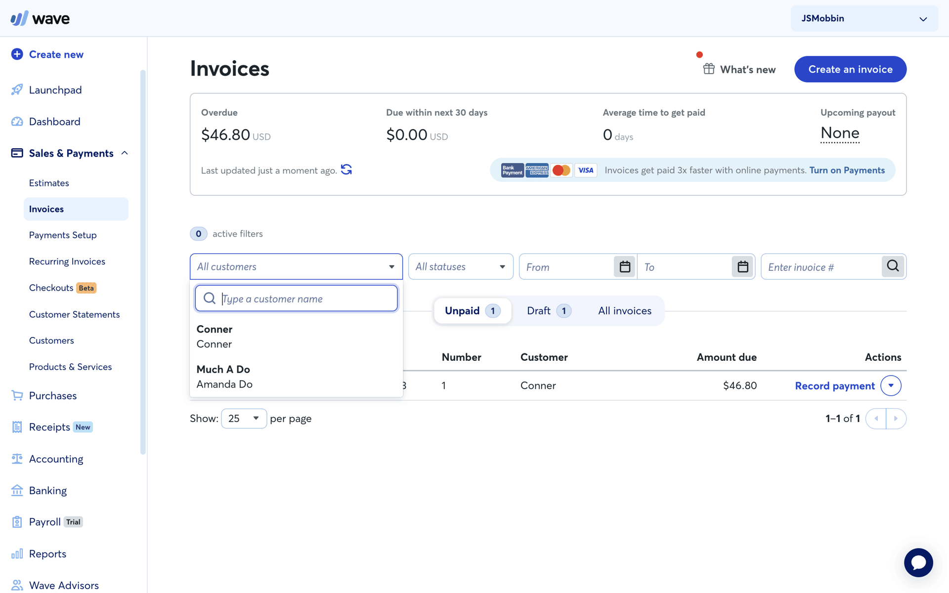 Wave Web Business interface screenshot 19