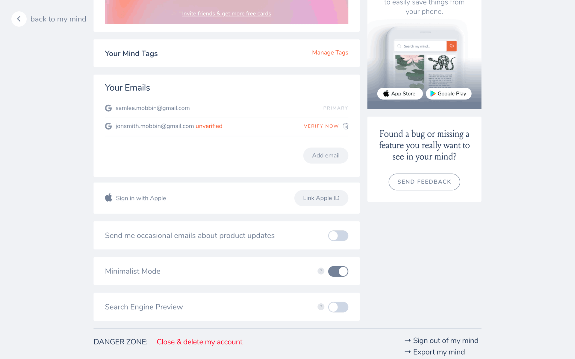 mymind Web Productivity interface screenshot 18