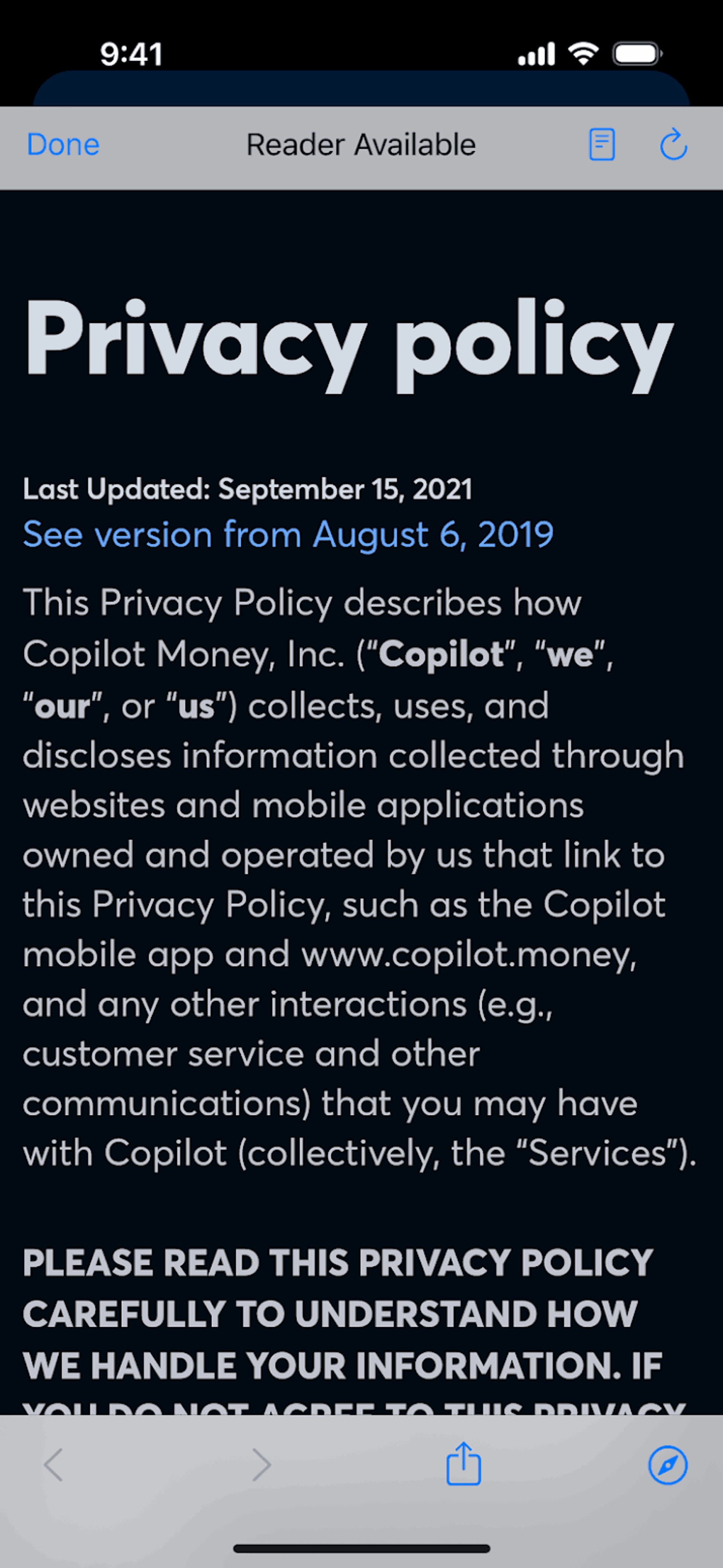 Copilot iOS Finance interface screenshot 18
