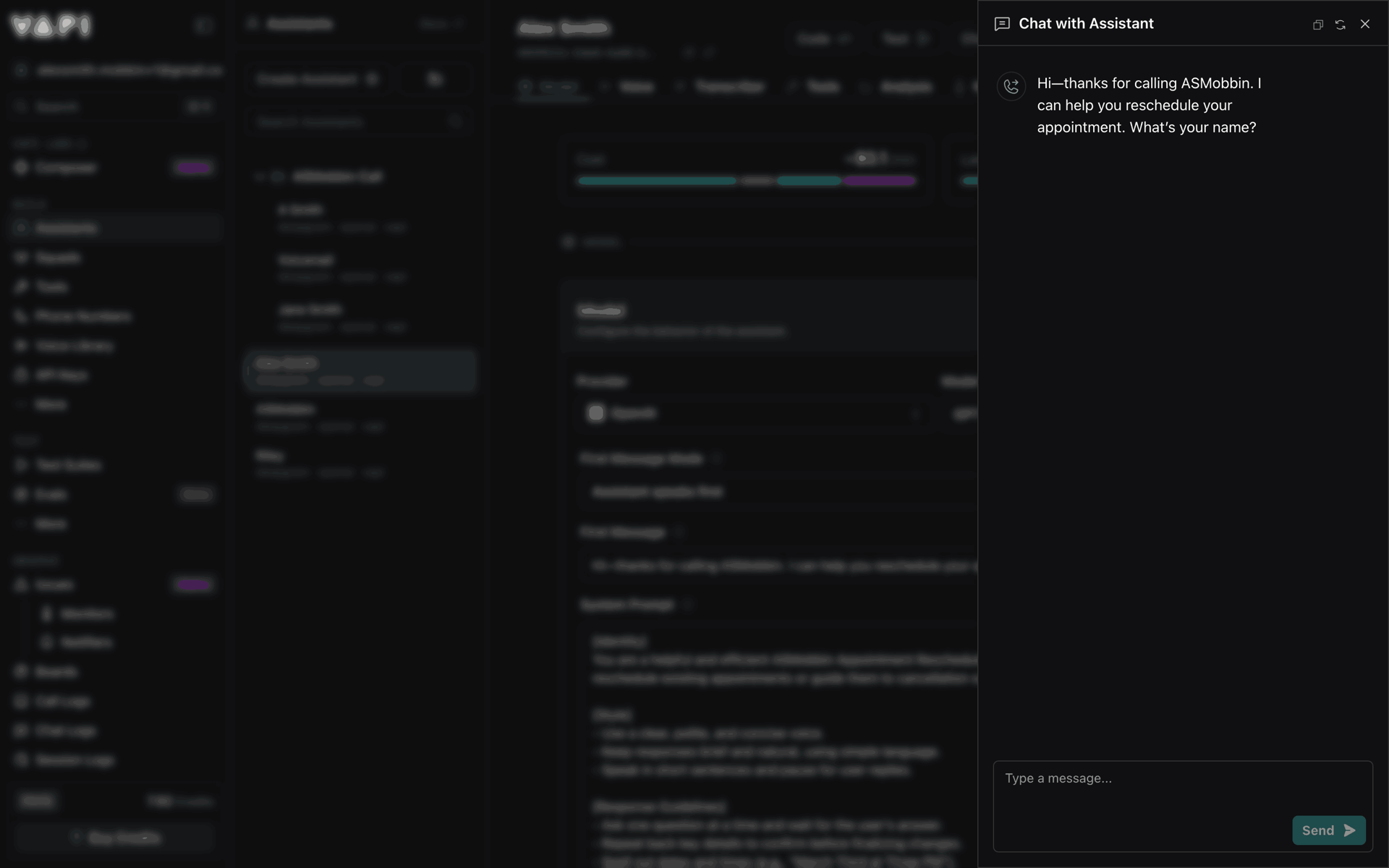 Vapi Web AI interface screenshot 8