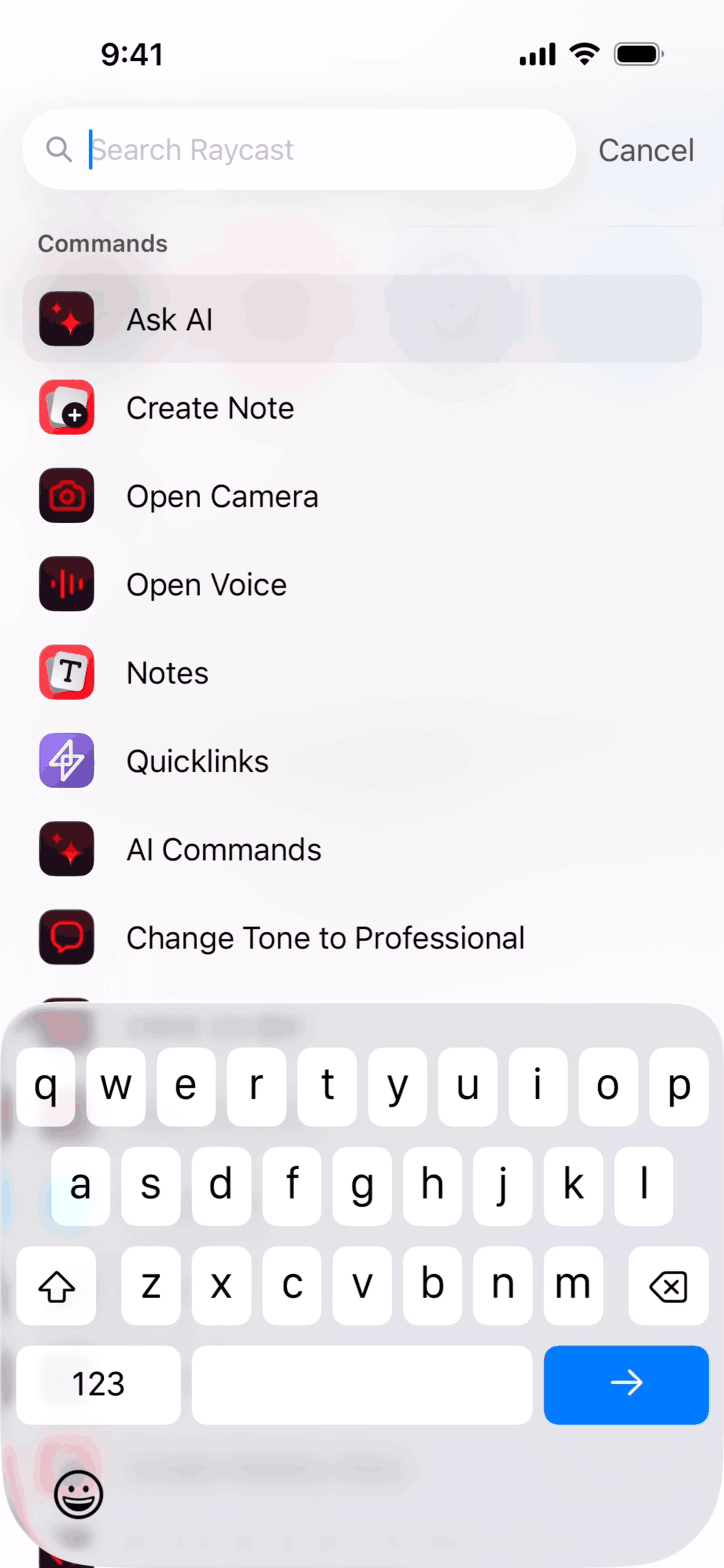Raycast iOS Productivity interface screenshot 5