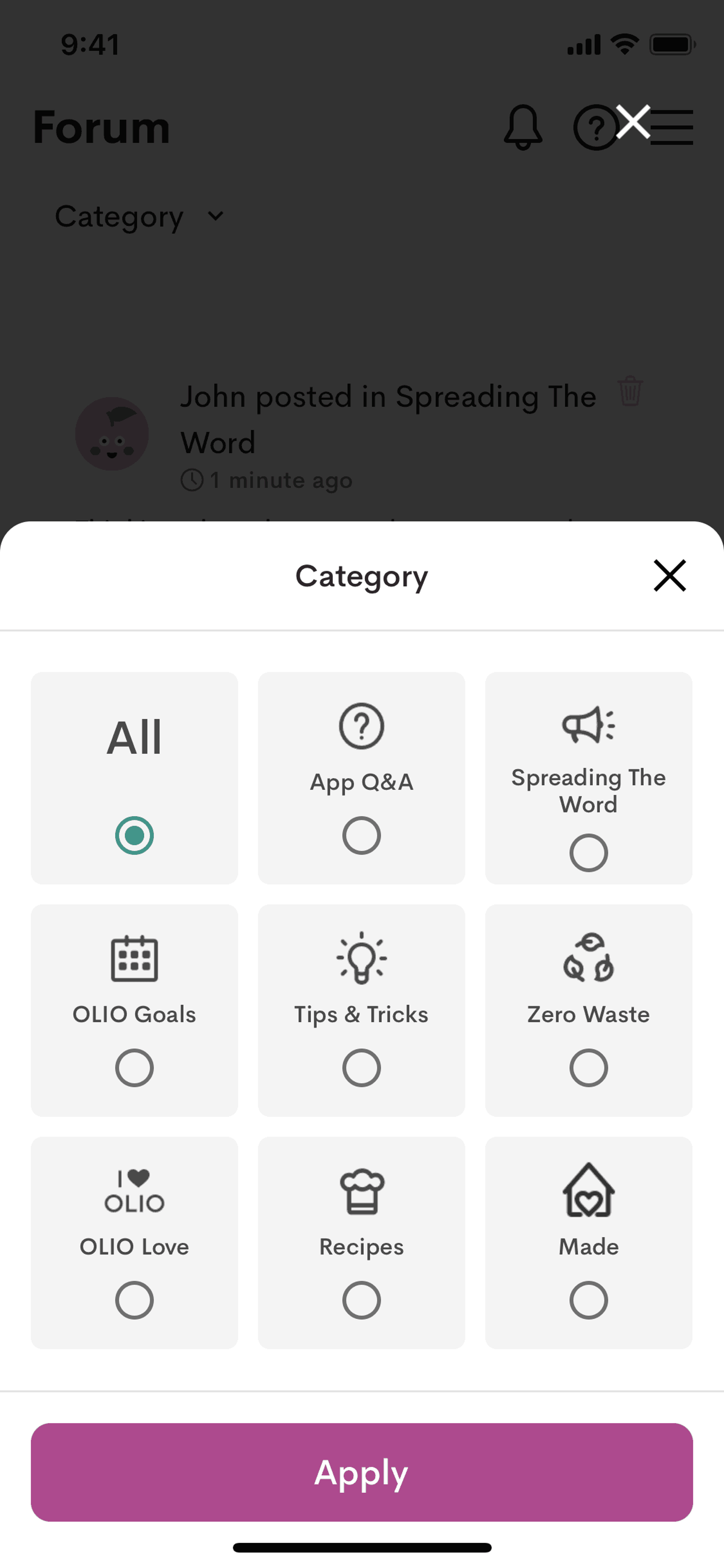 OLIO iOS Food & Drink interface screenshot 21