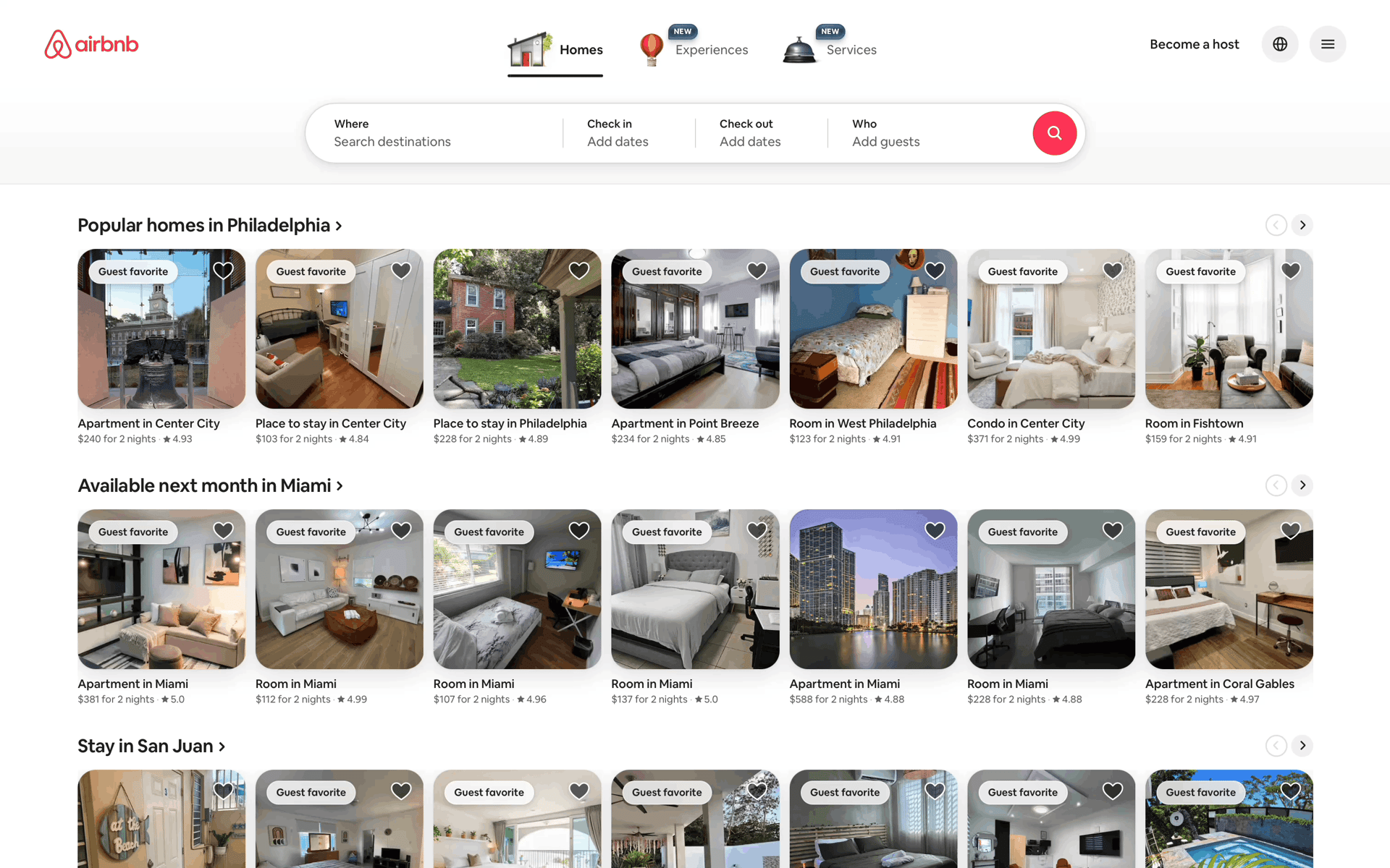 Onboarding on Airbnb (web) screen 1