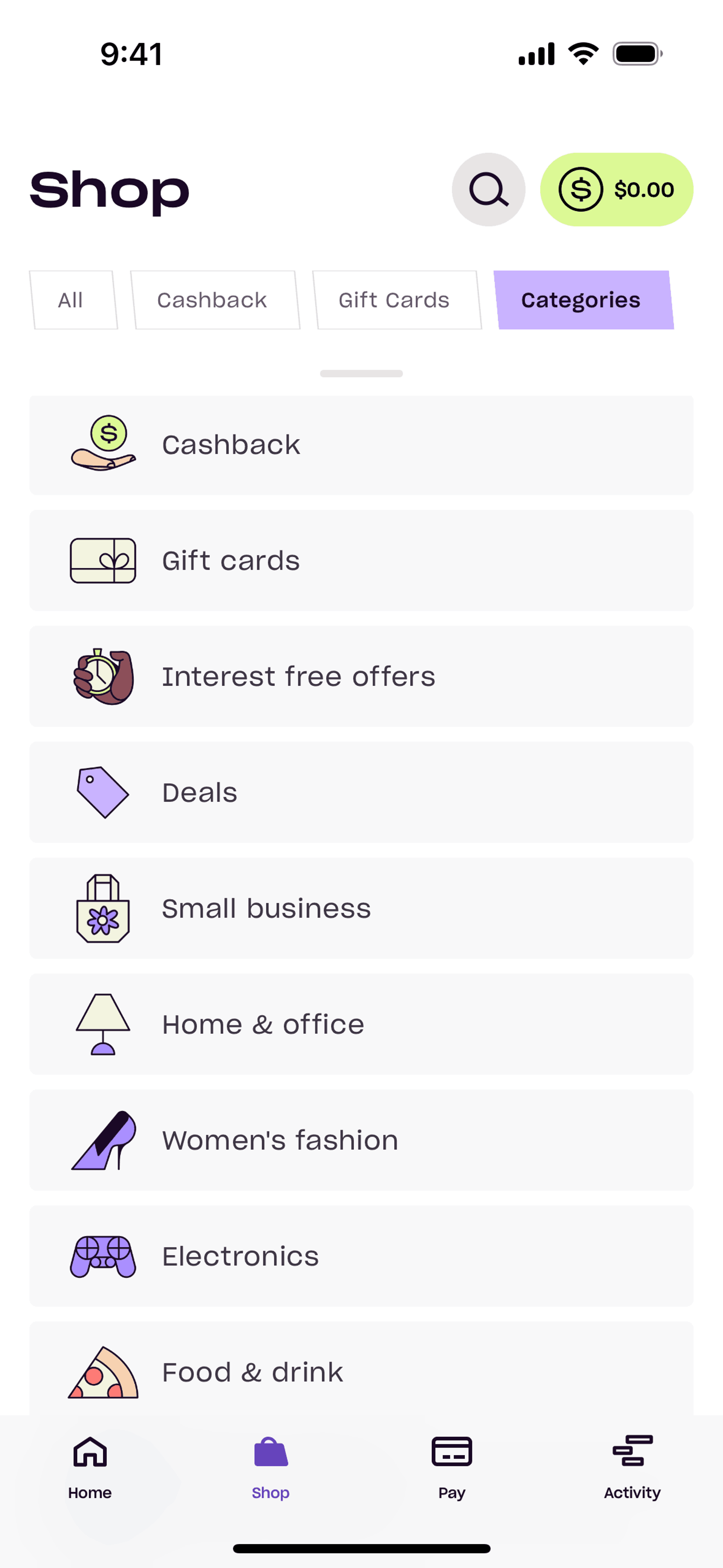 Zip iOS Finance interface screenshot 13