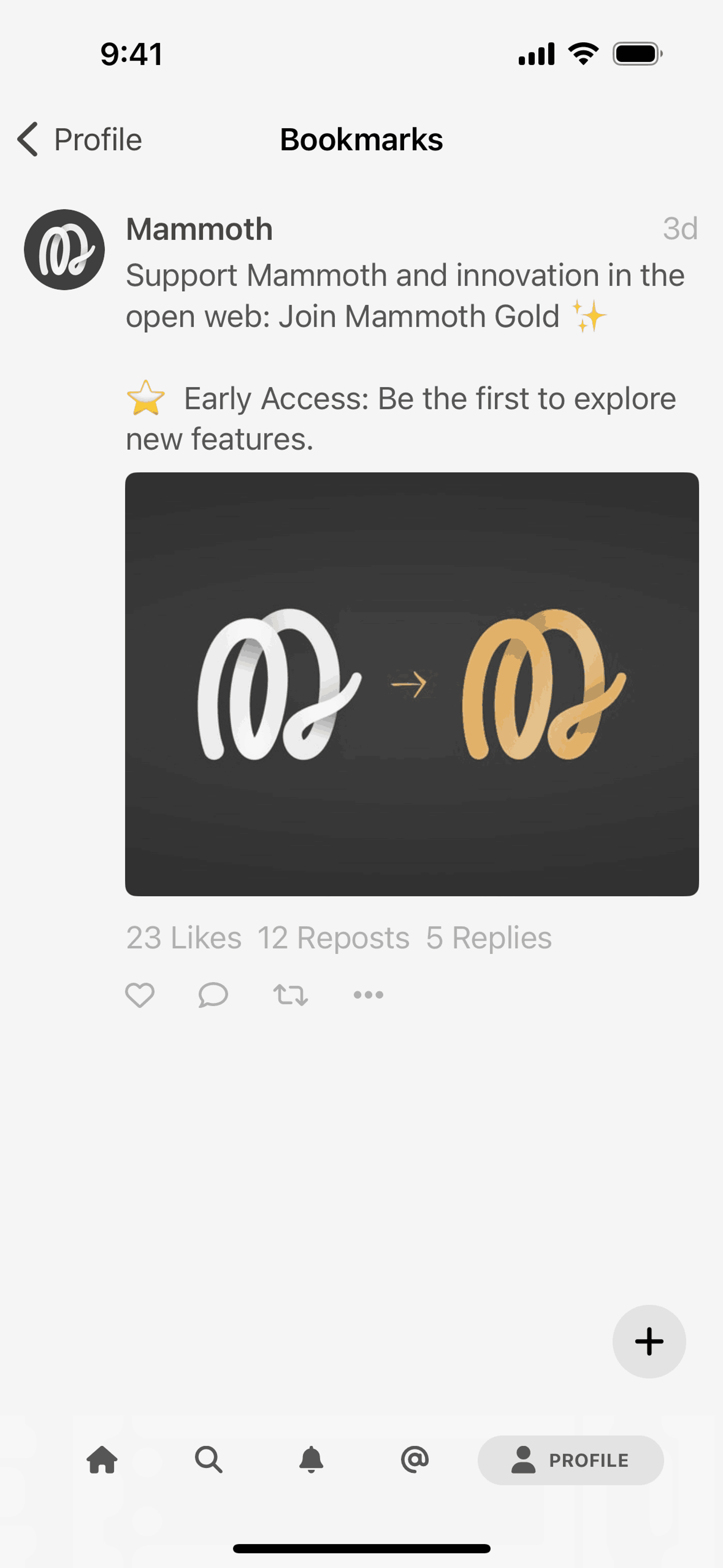 Mammoth iOS Social Networking interface screenshot 6
