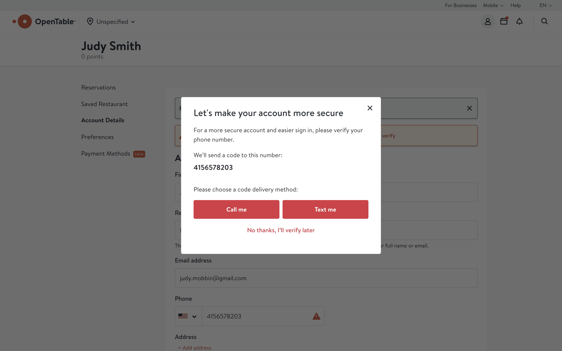 OpenTable Web Food & Drink interface screenshot 22