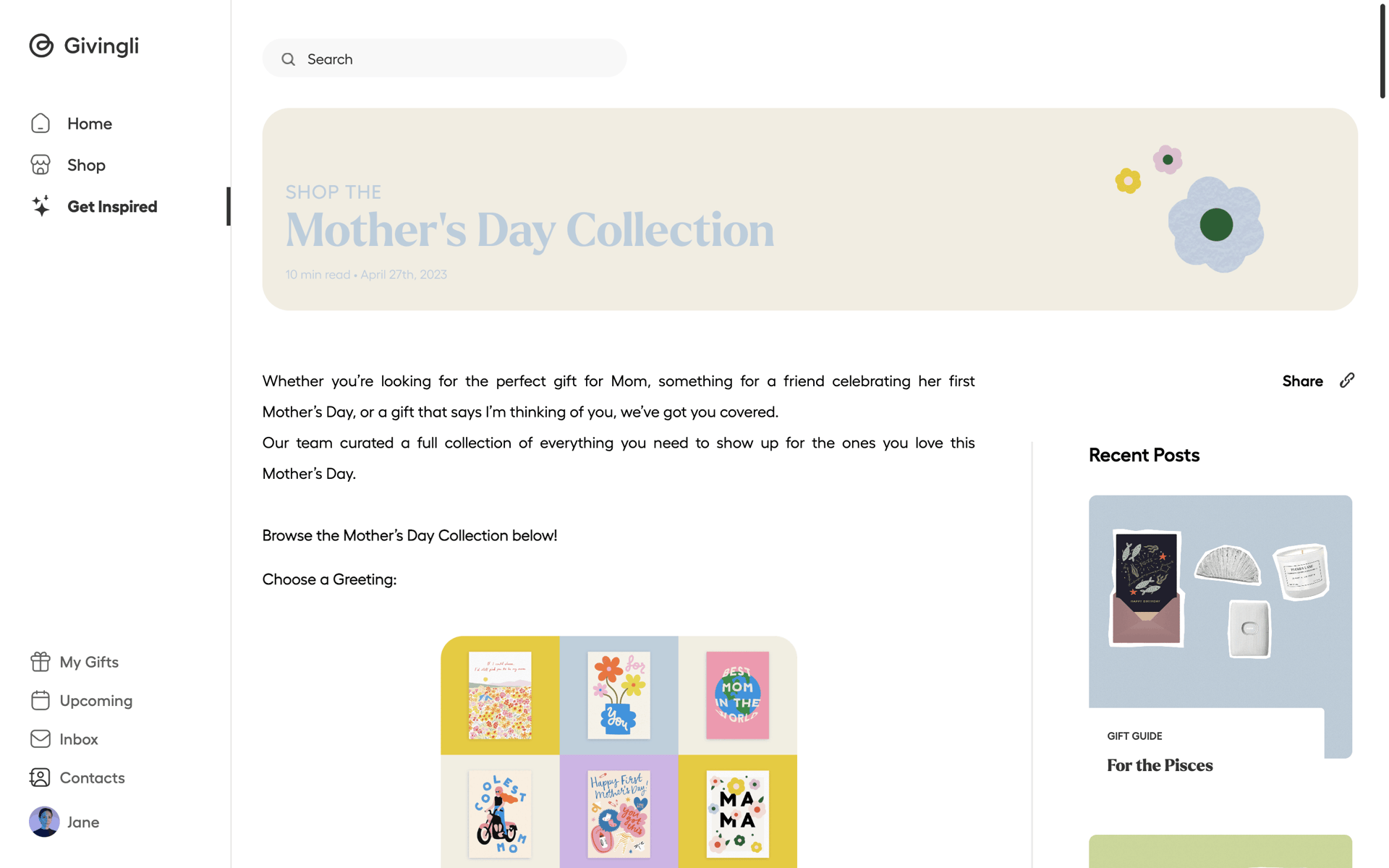 Givingli Web Lifestyle interface screenshot 7