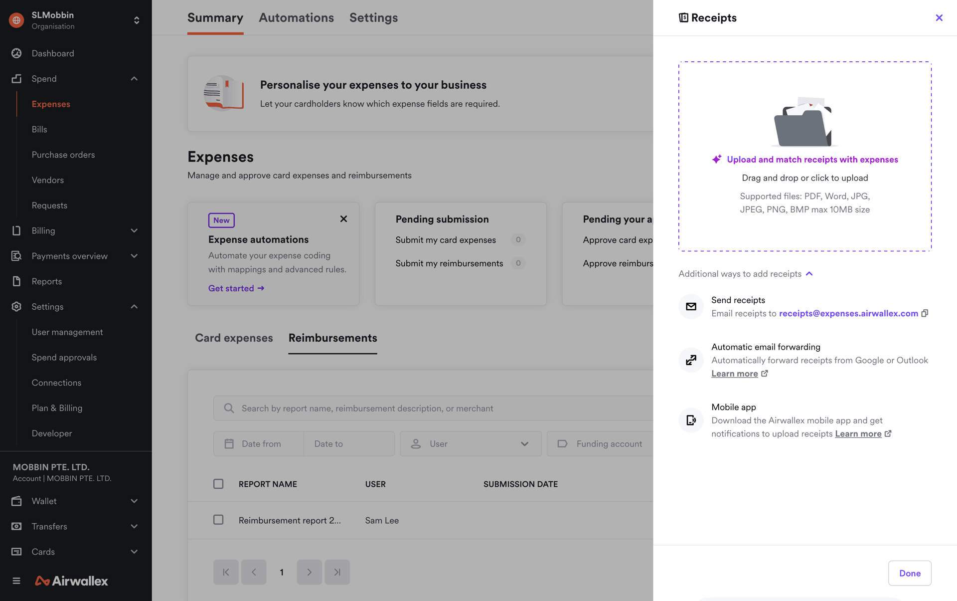Airwallex Web Finance interface screenshot 20