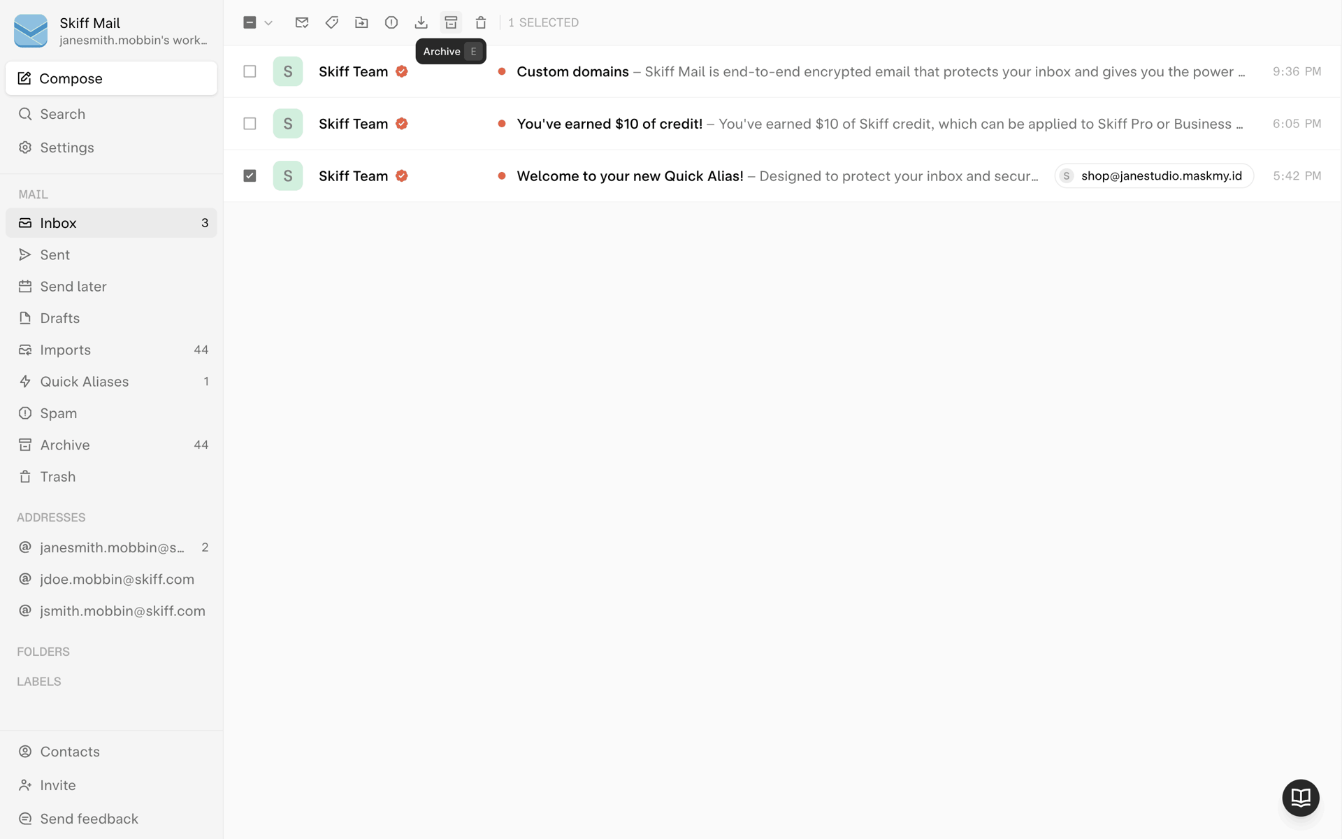 Skiff Web Business interface screenshot 5