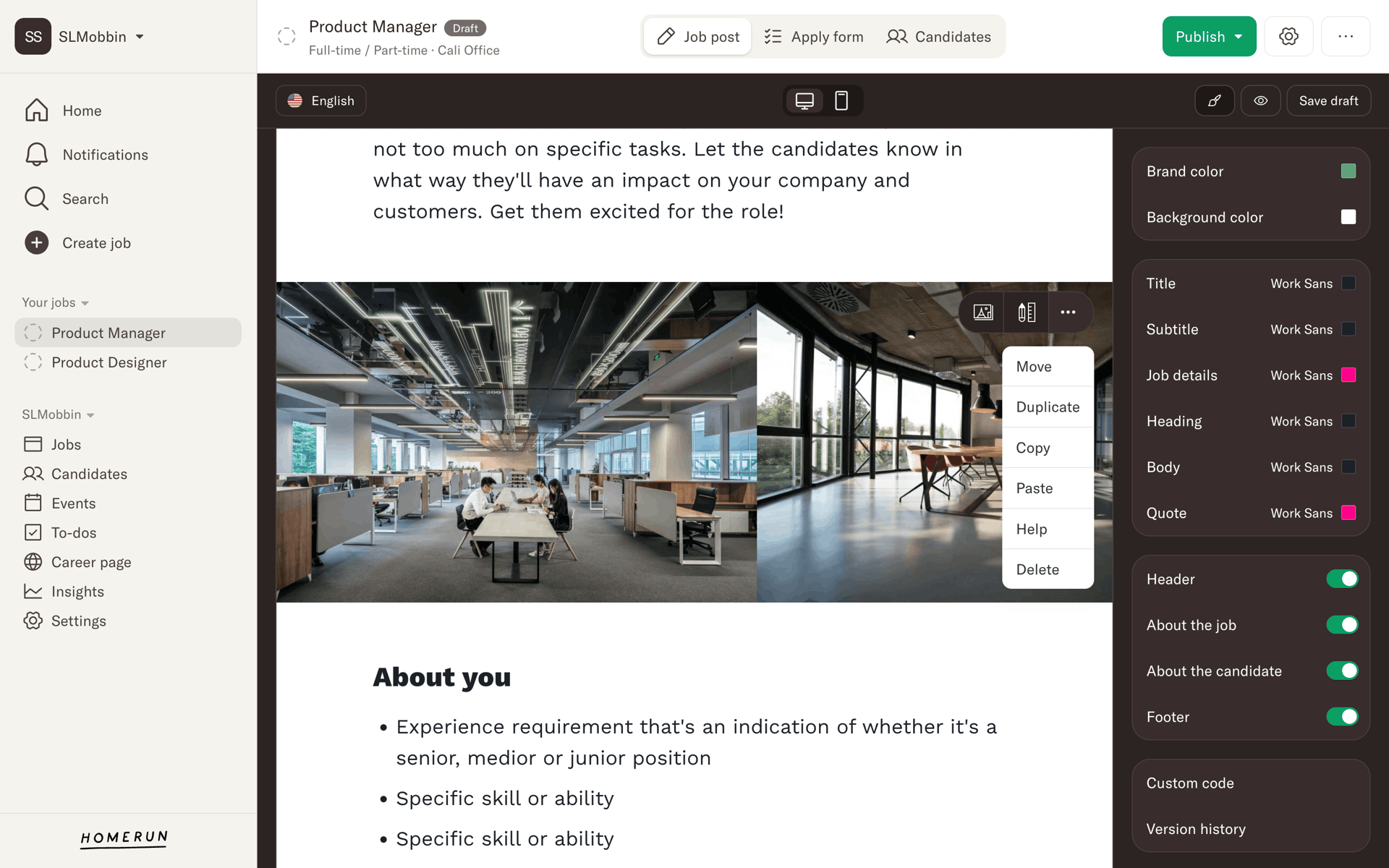 Homerun Web Business interface screenshot 9
