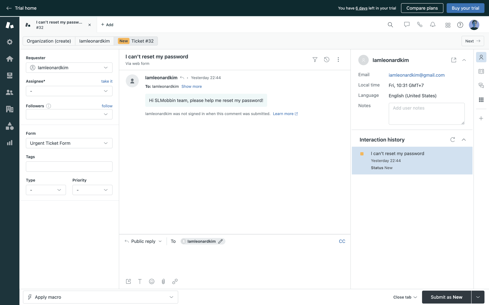 Zendesk Web Business interface screenshot 2