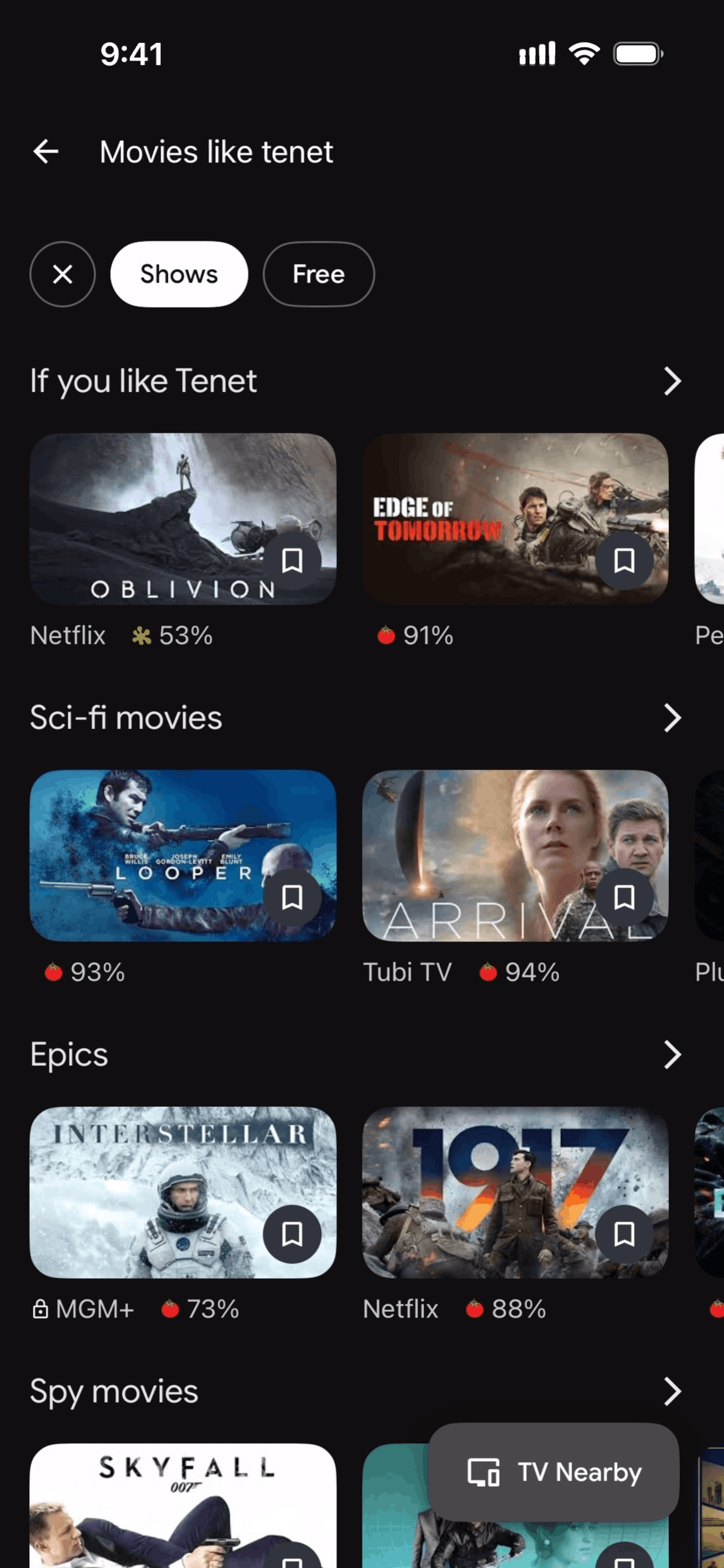 Google TV iOS Entertainment interface screenshot 20