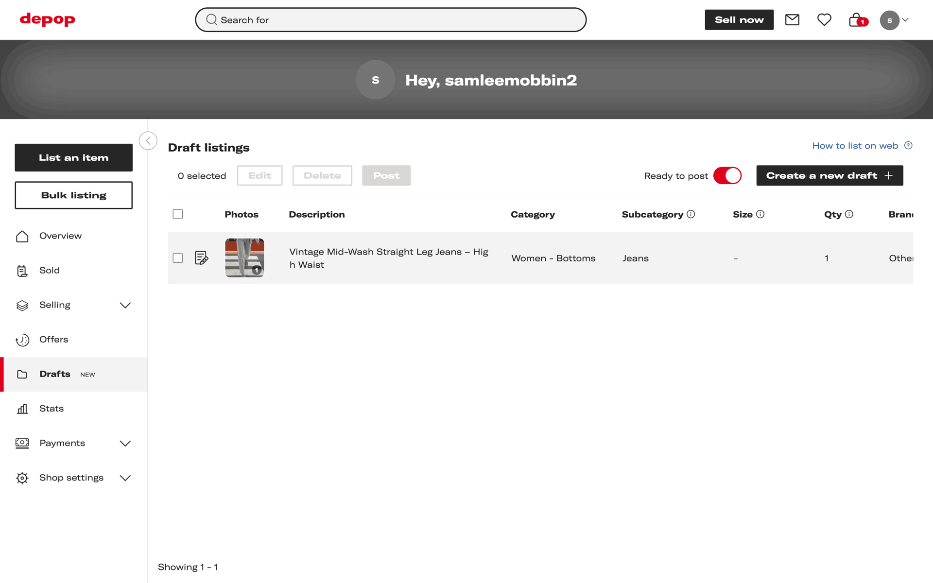 Depop Web Shopping interface screenshot 5