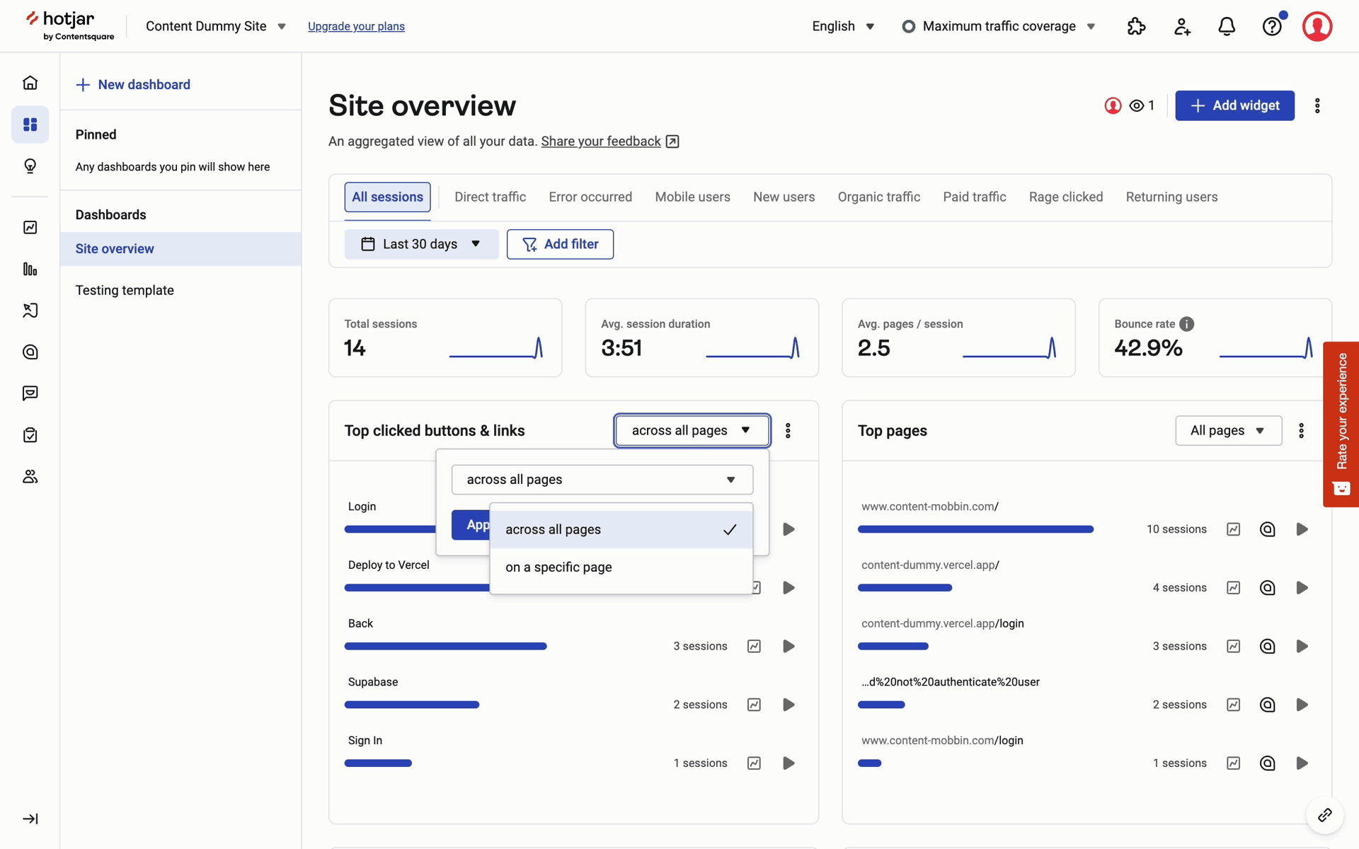 Hotjar Web Business interface screenshot 11