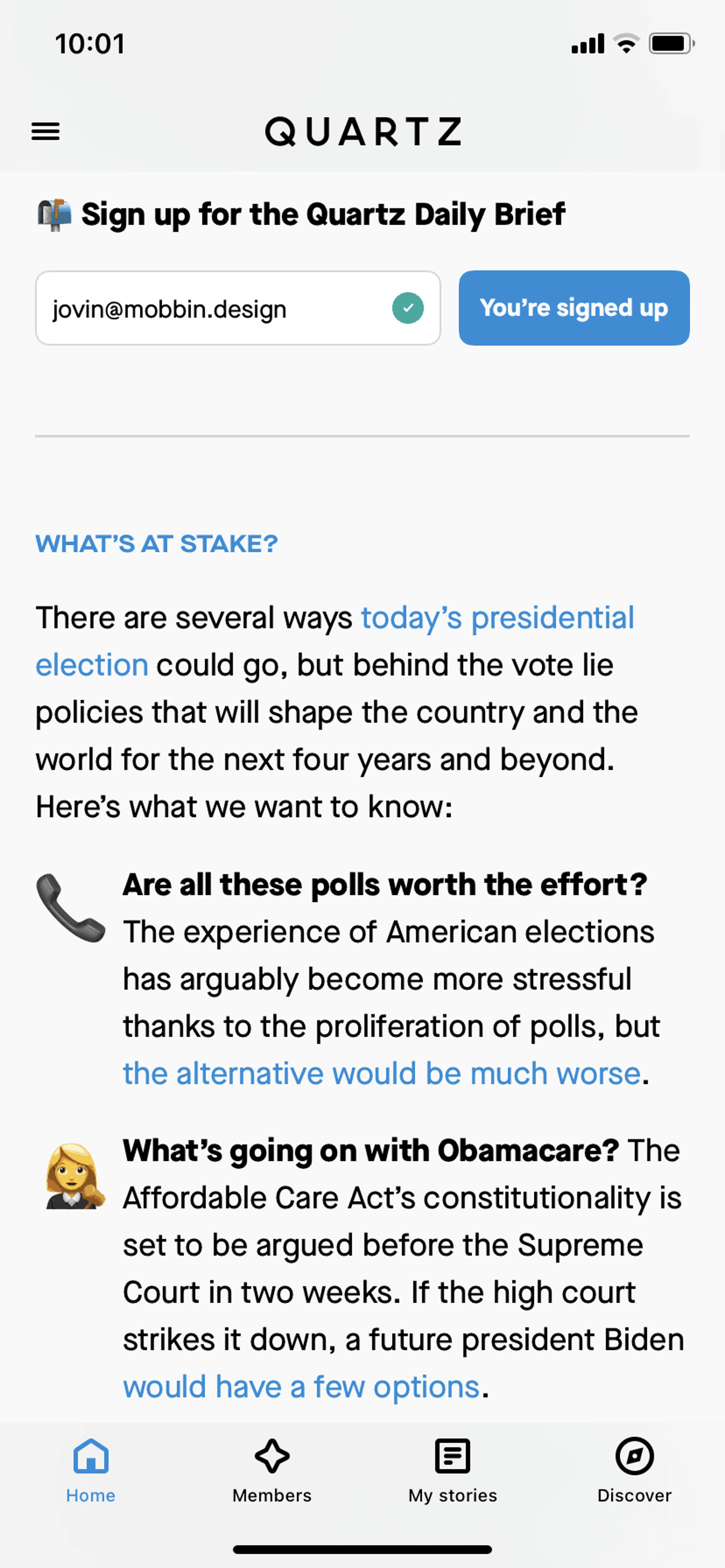 Quartz iOS News interface screenshot 14