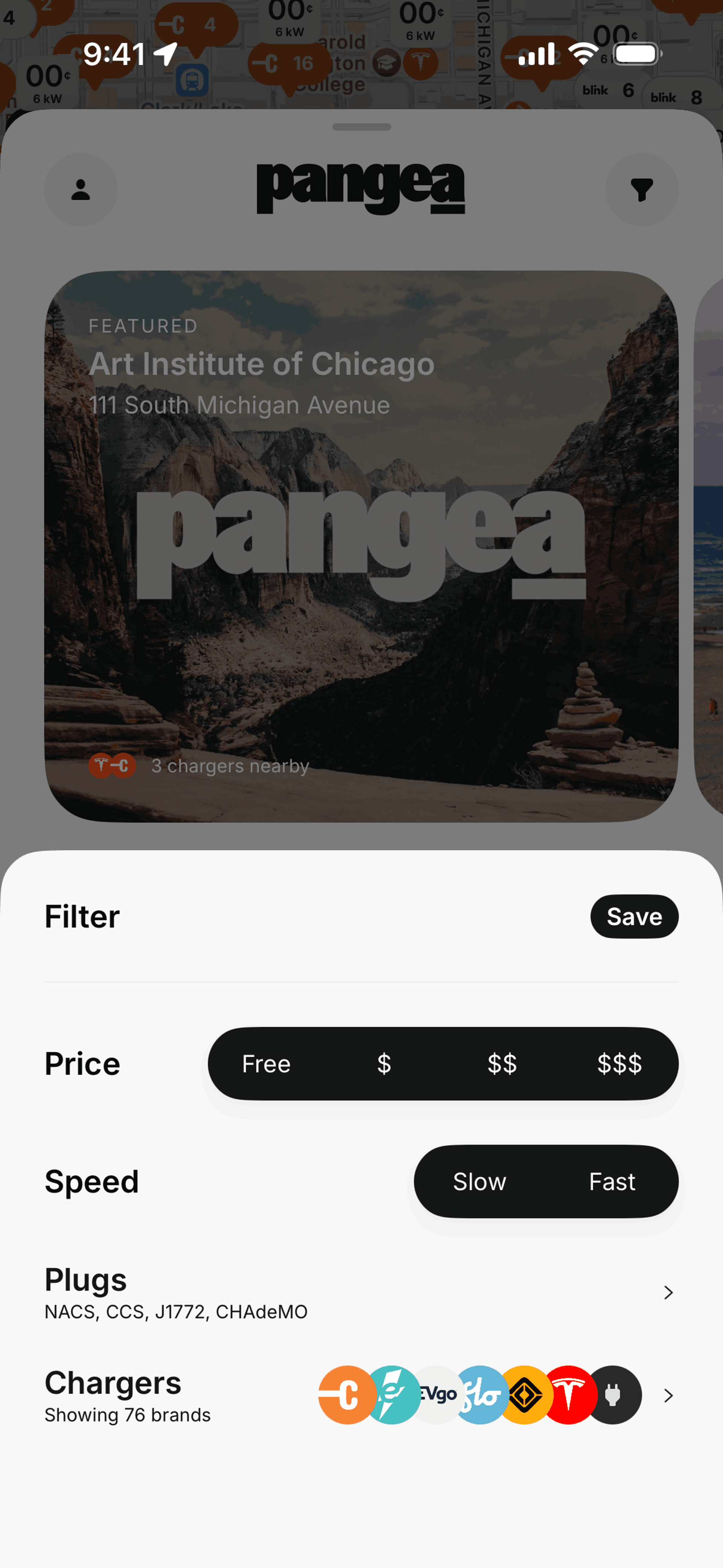 Pangea Charging iOS Maps & Navigation interface screenshot 24