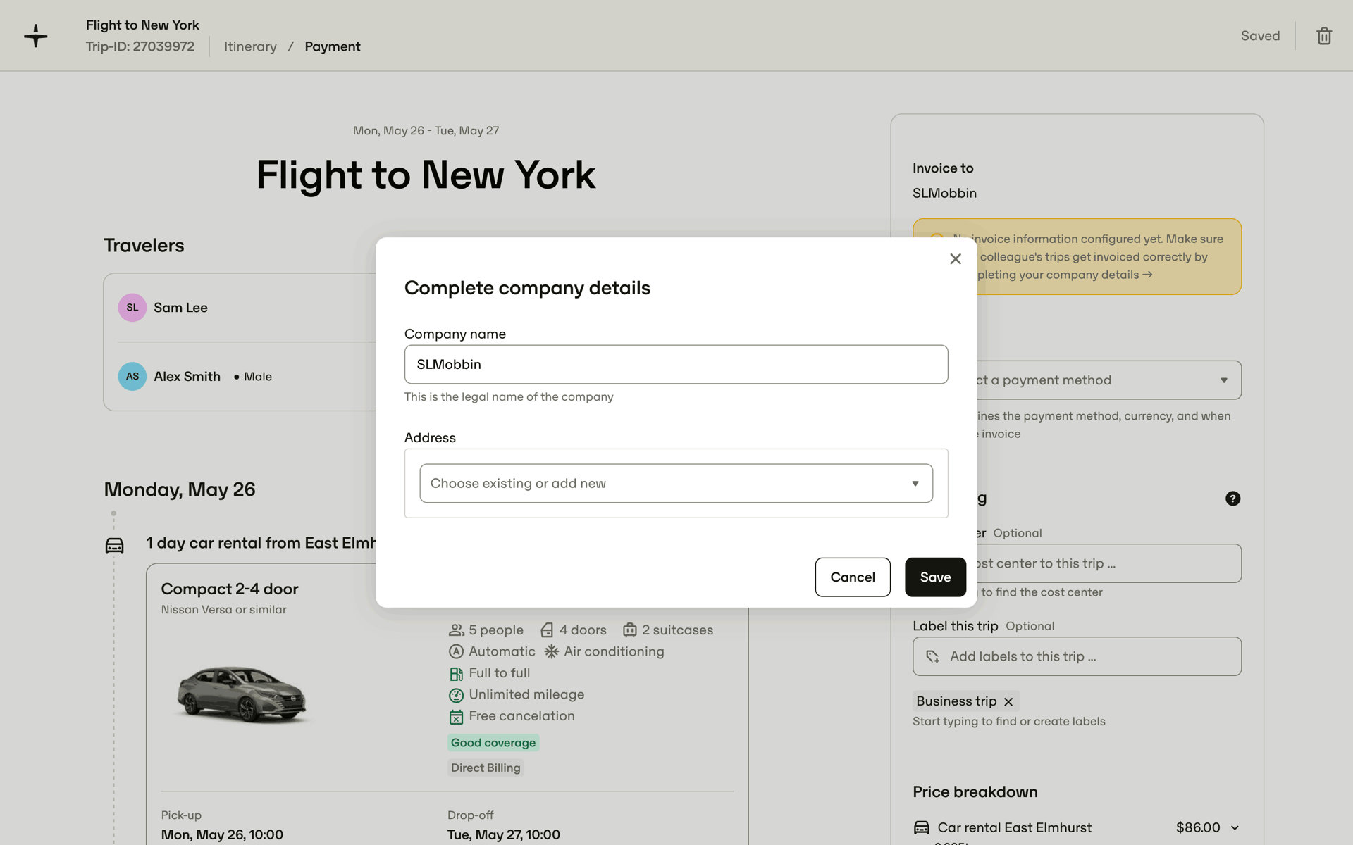 TravelPerk Web Travel & Transportation interface screenshot 13