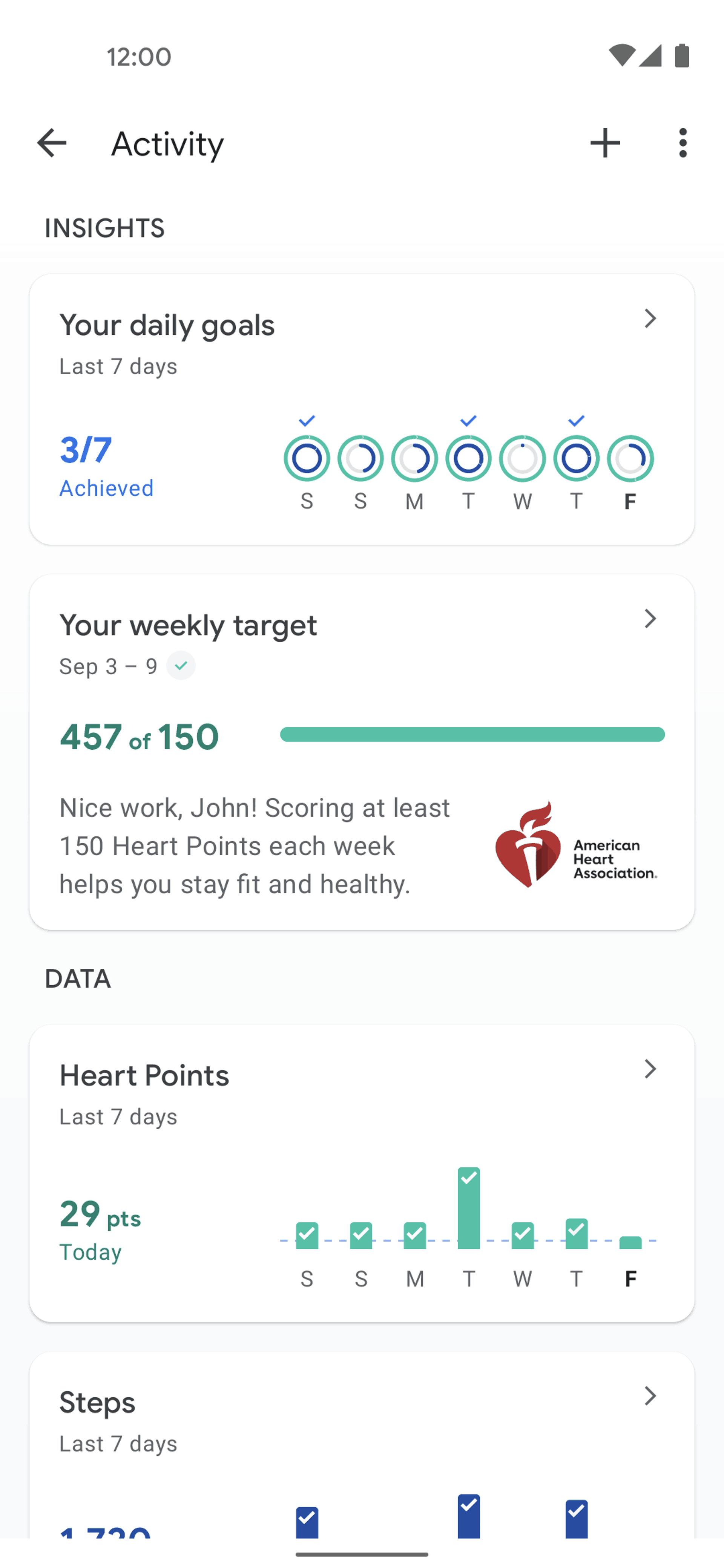 Google Fit Android Health & Fitness interface screenshot 11