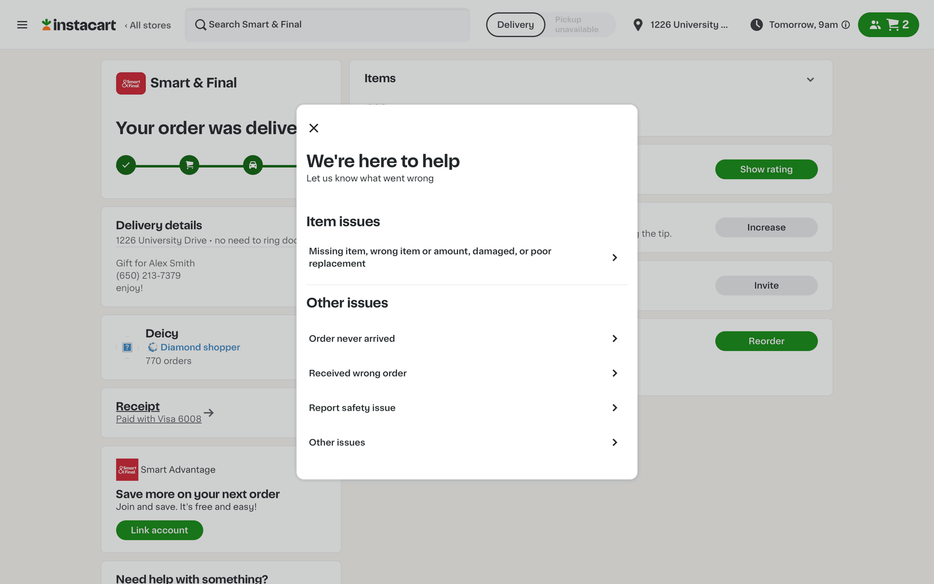 Instacart Web Shopping interface screenshot 2