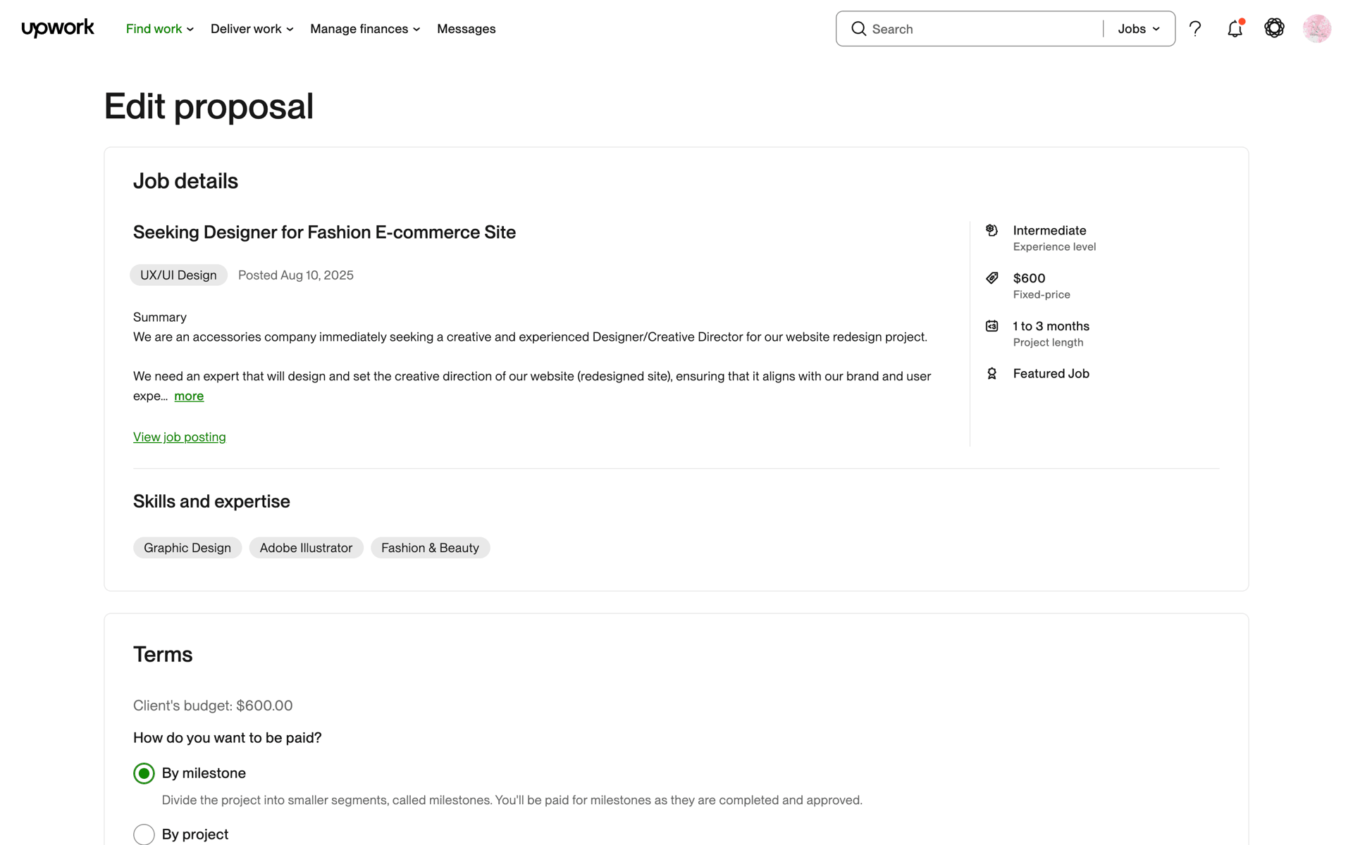 Upwork Web Business interface screenshot 16