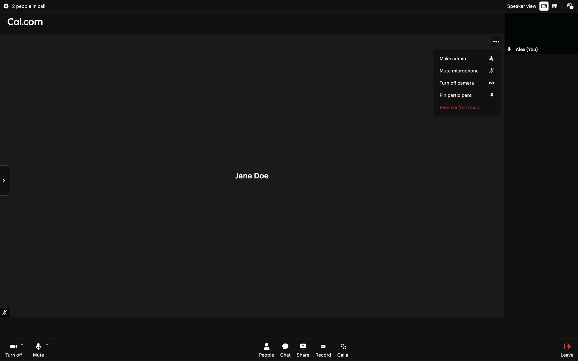 Cal.com Web AI interface screenshot 7