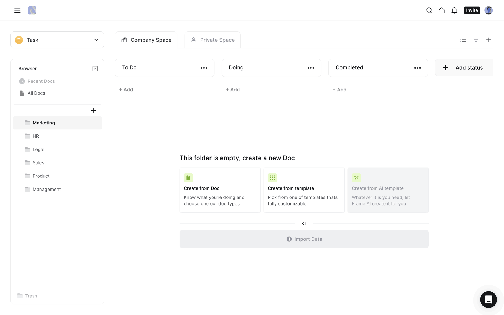 Frame Web AI interface screenshot 22