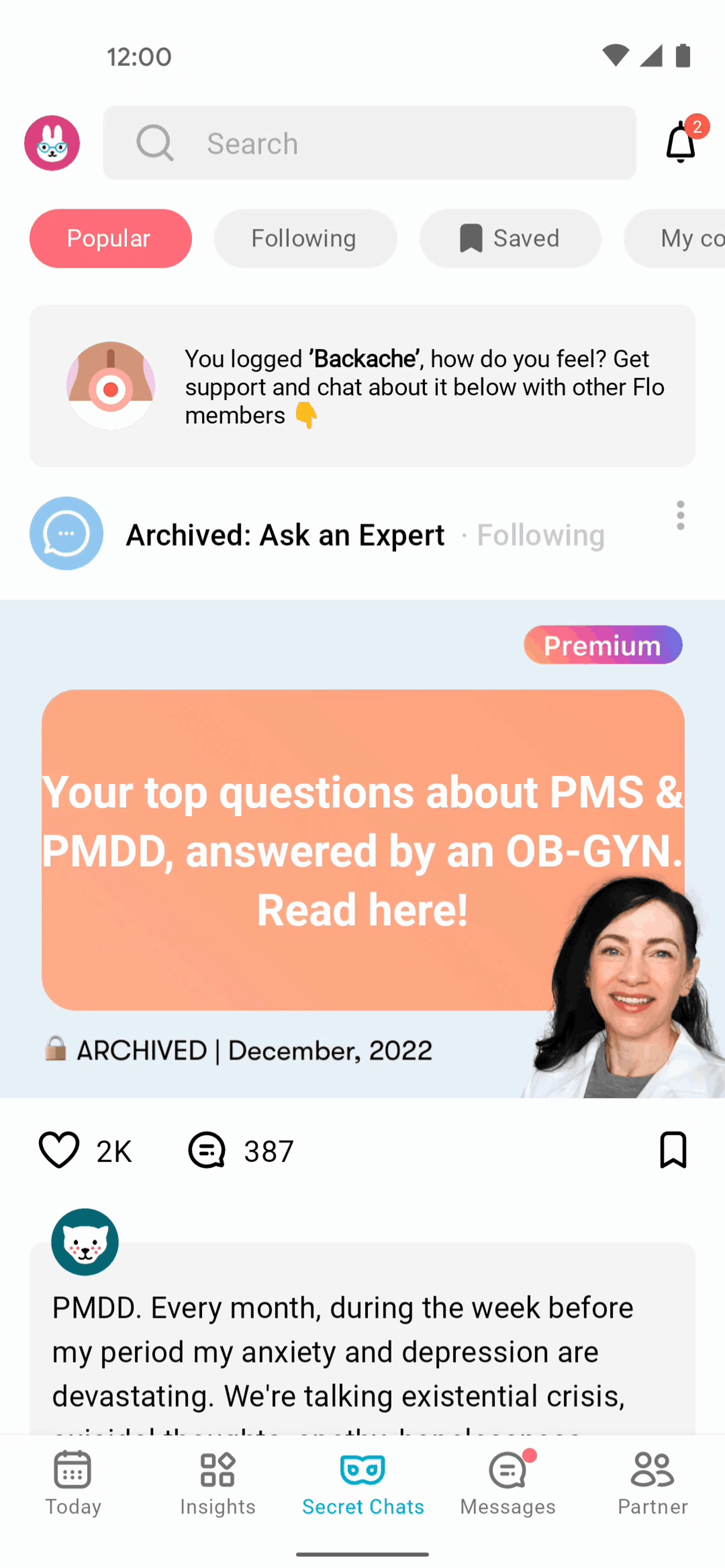 Flo Android Health & Fitness interface screenshot 14