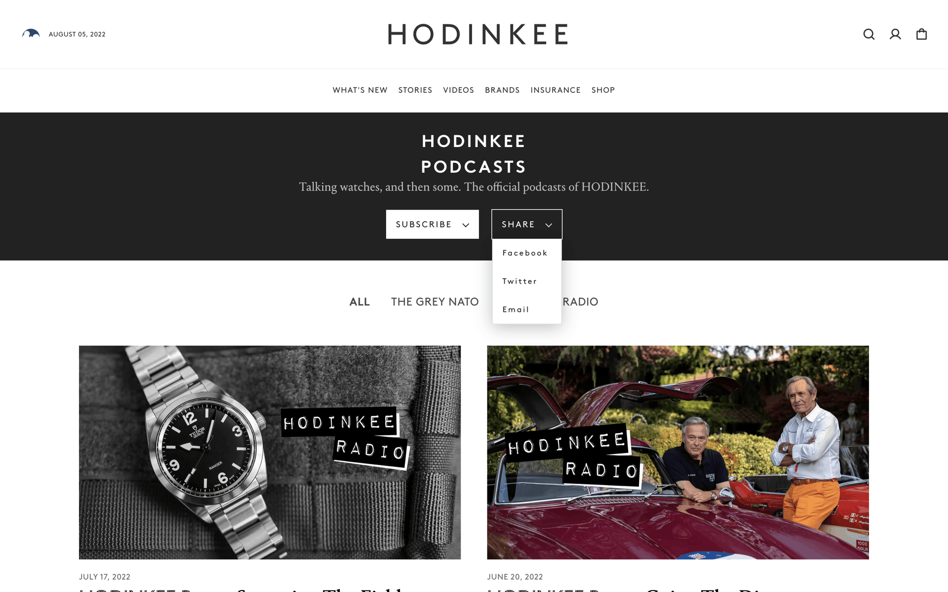 HODINKEE Web Lifestyle interface screenshot 11