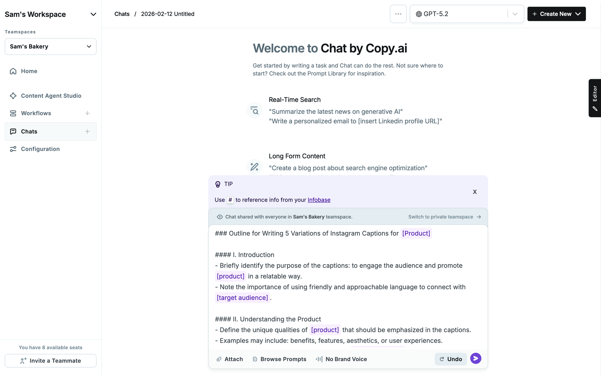 Copy.ai Web AI interface screenshot 10