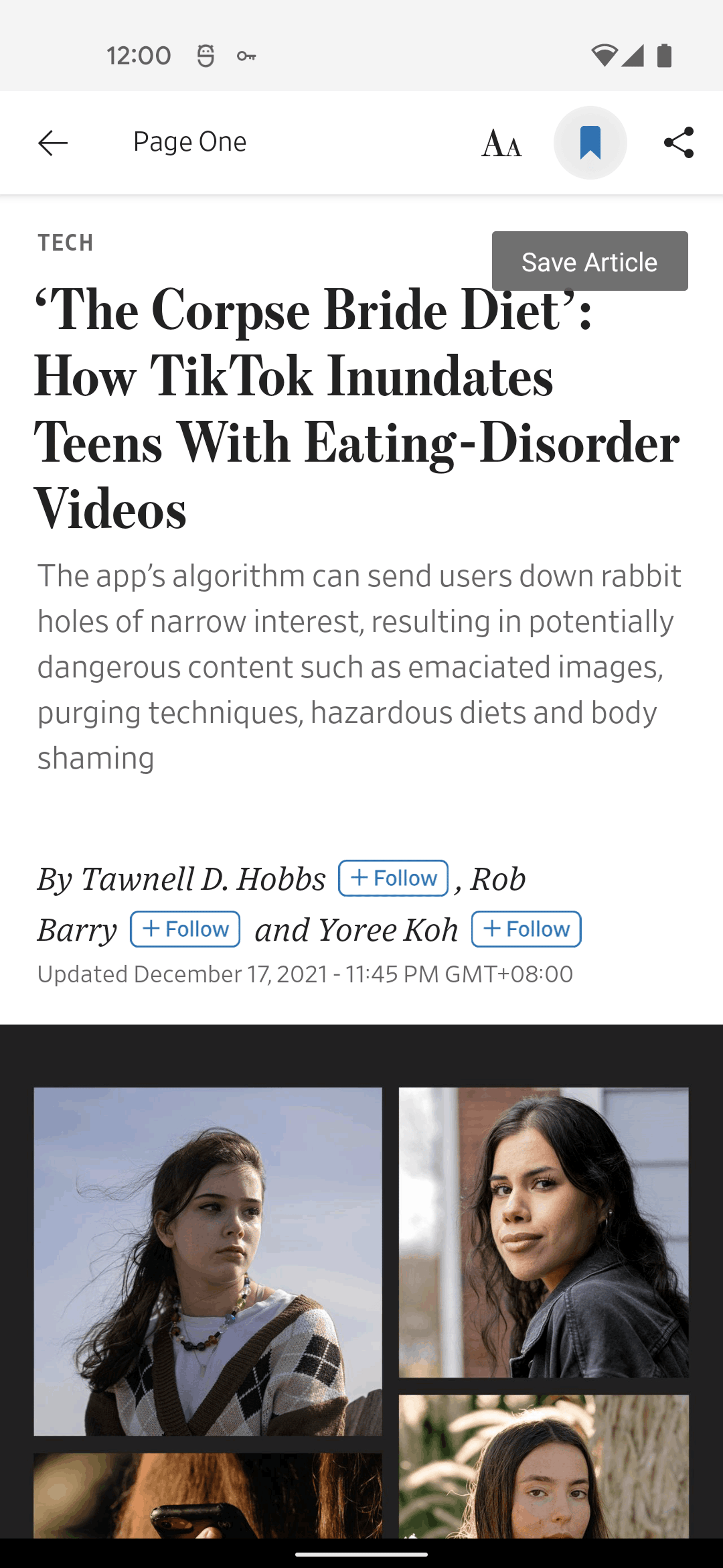 The Wall Street Journal Android News interface screenshot 16