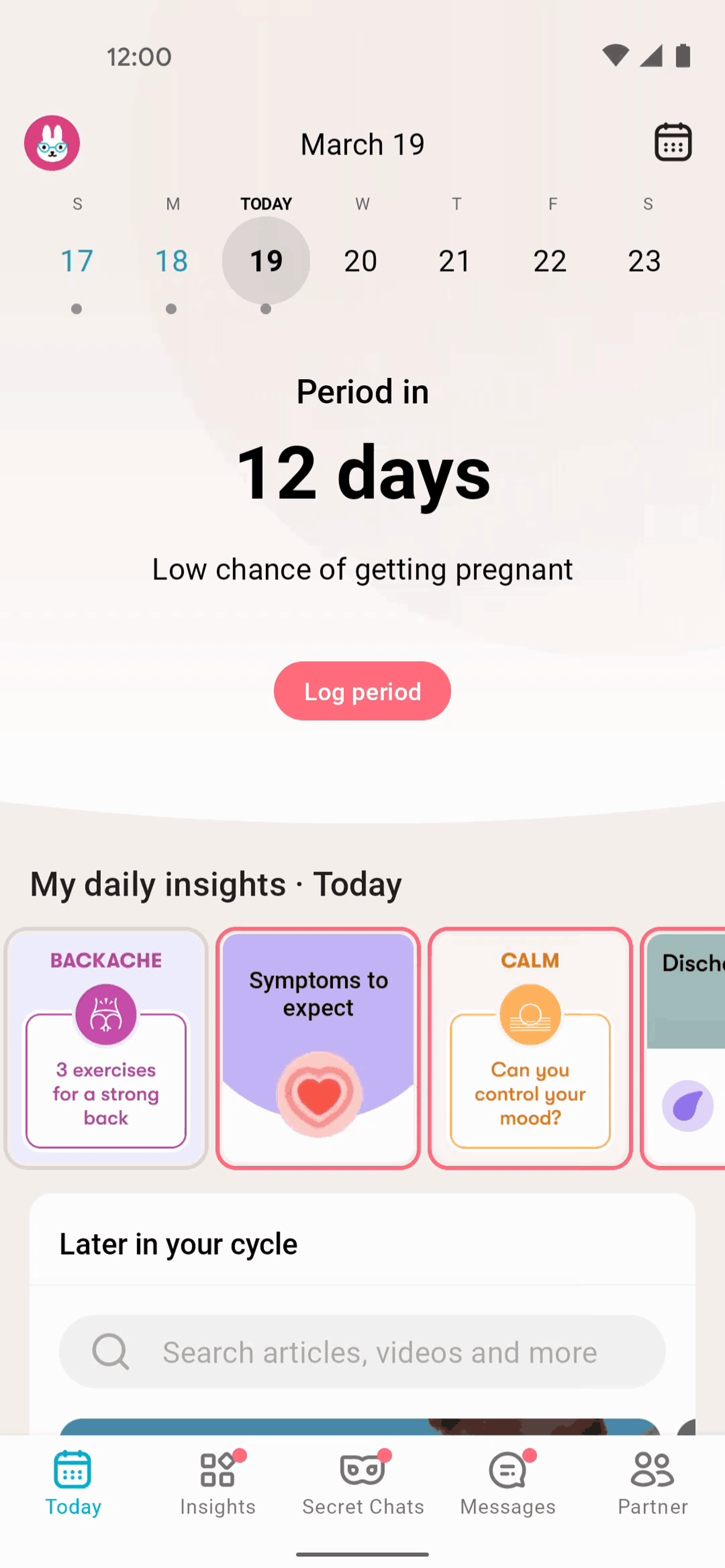Flo Android Health & Fitness interface screenshot 4