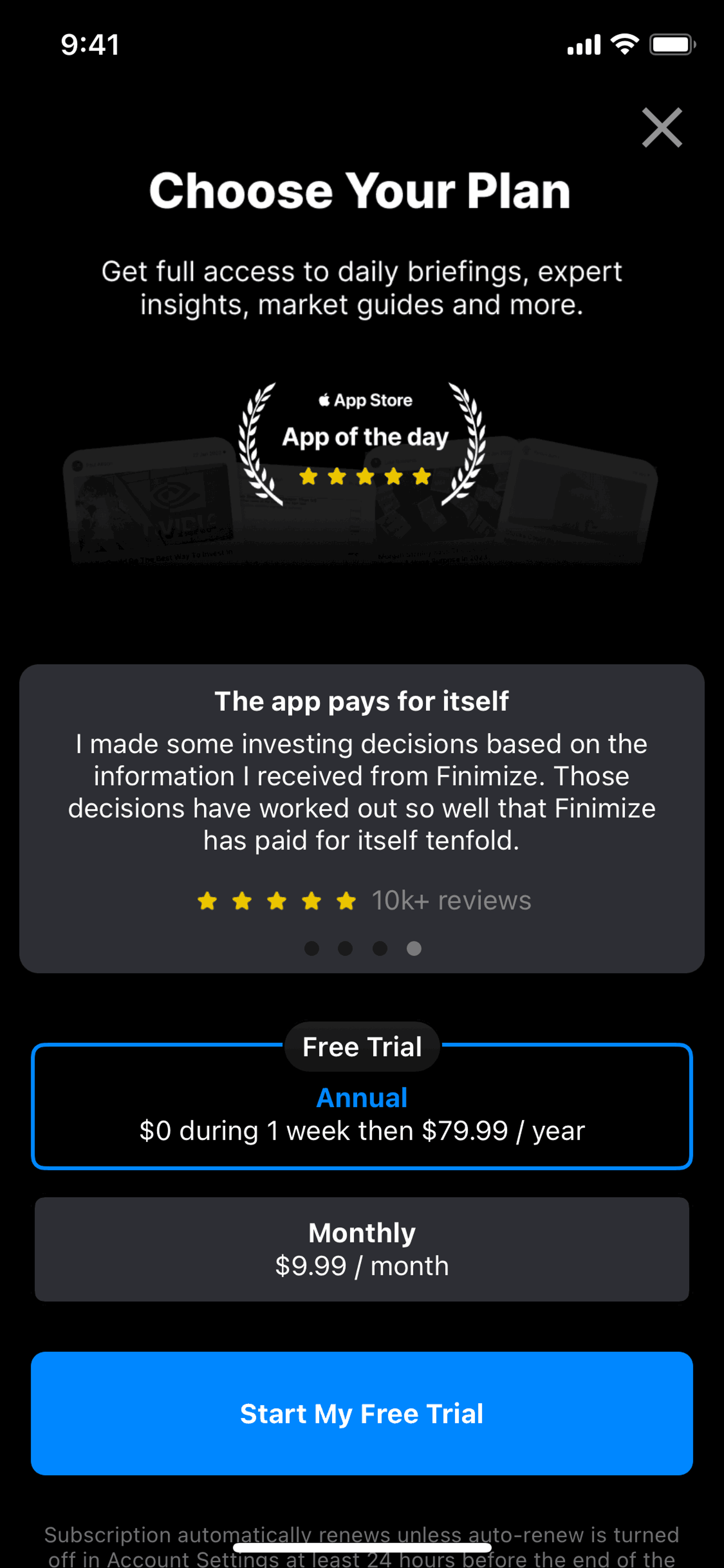 Finimize iOS Finance interface screenshot 3
