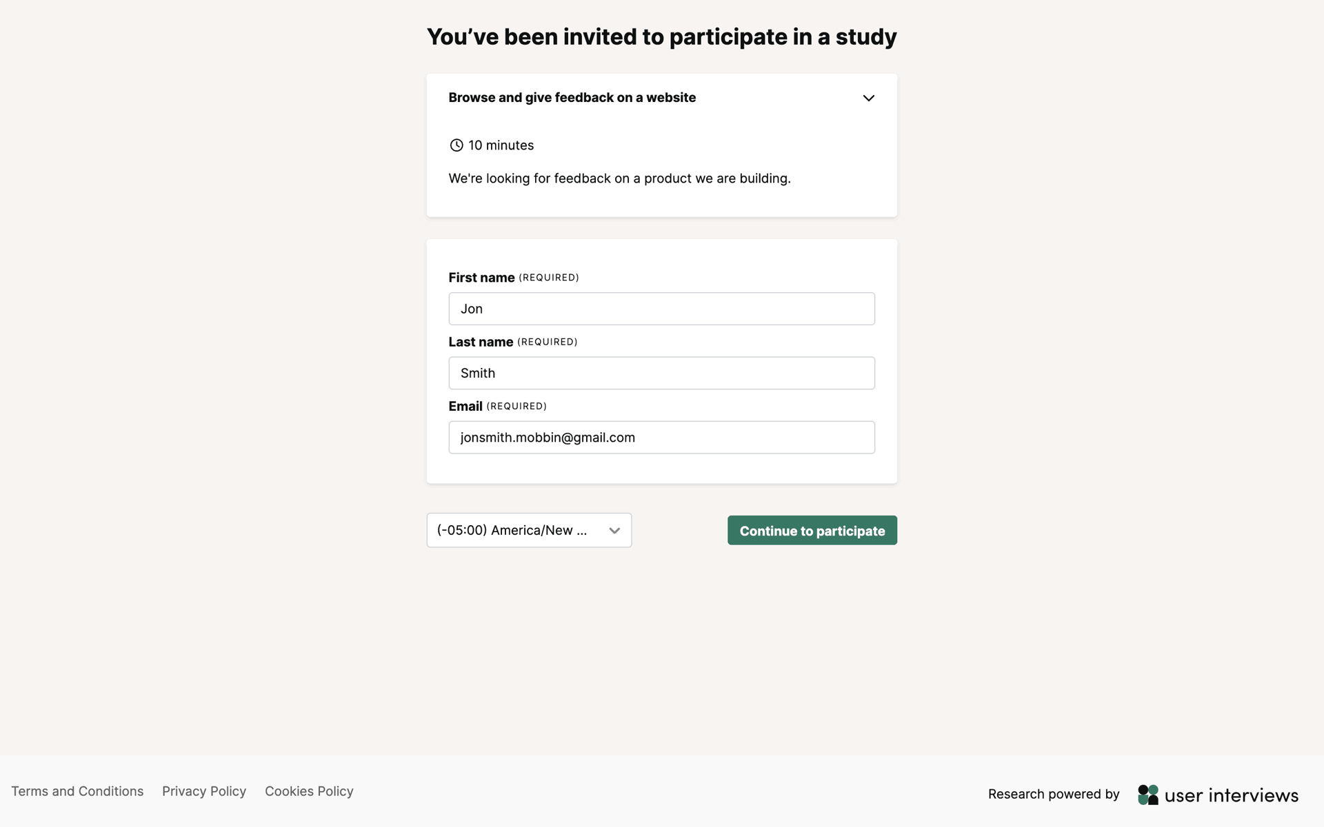 User Interviews Web Business interface screenshot 3