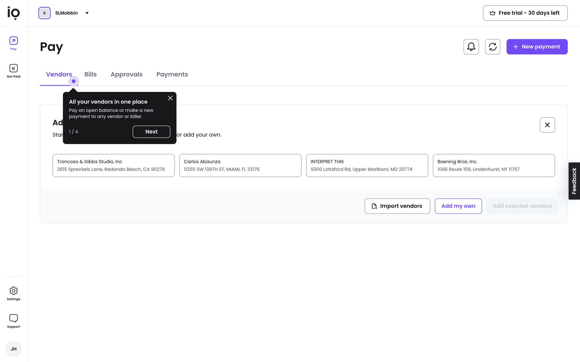 Melio Web Finance interface screenshot 16