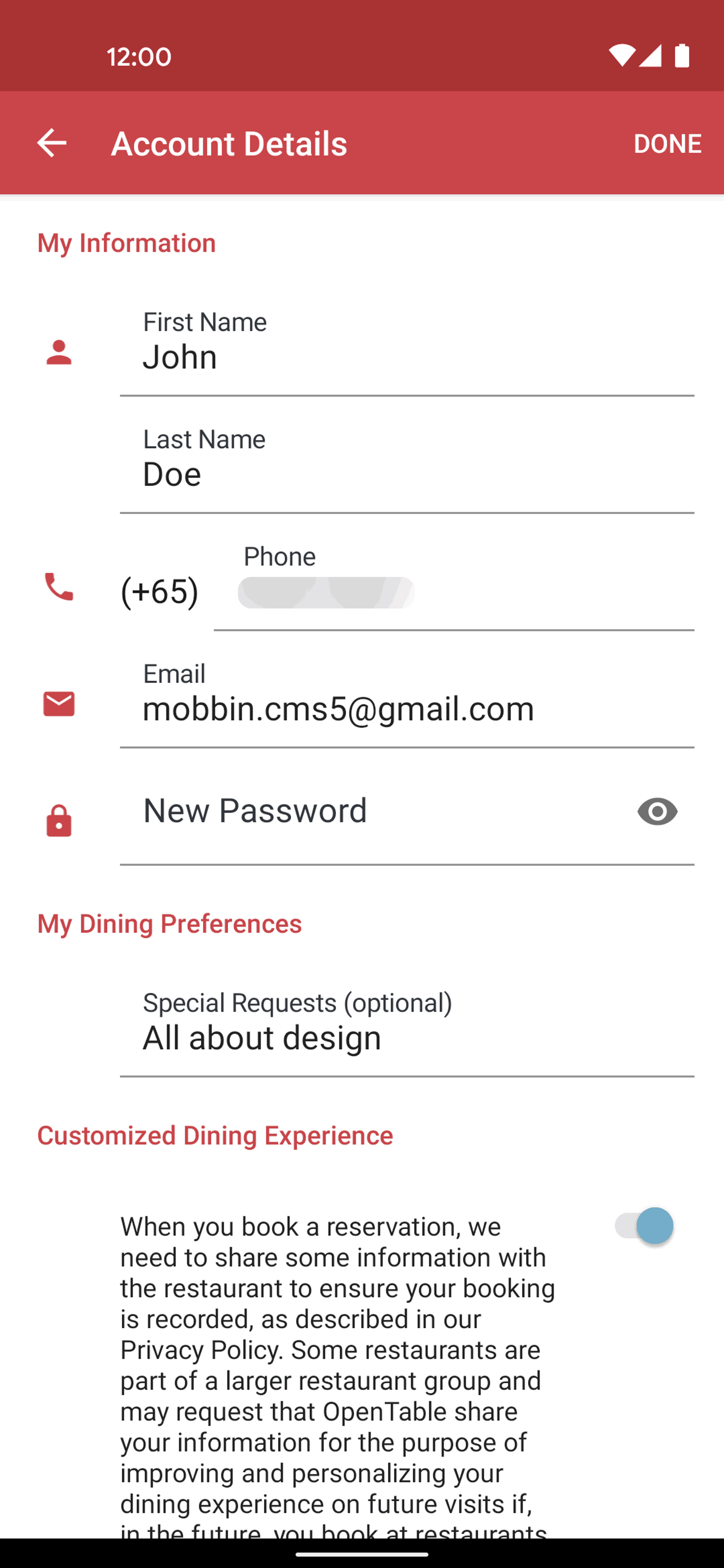 OpenTable Android Food & Drink interface screenshot 19