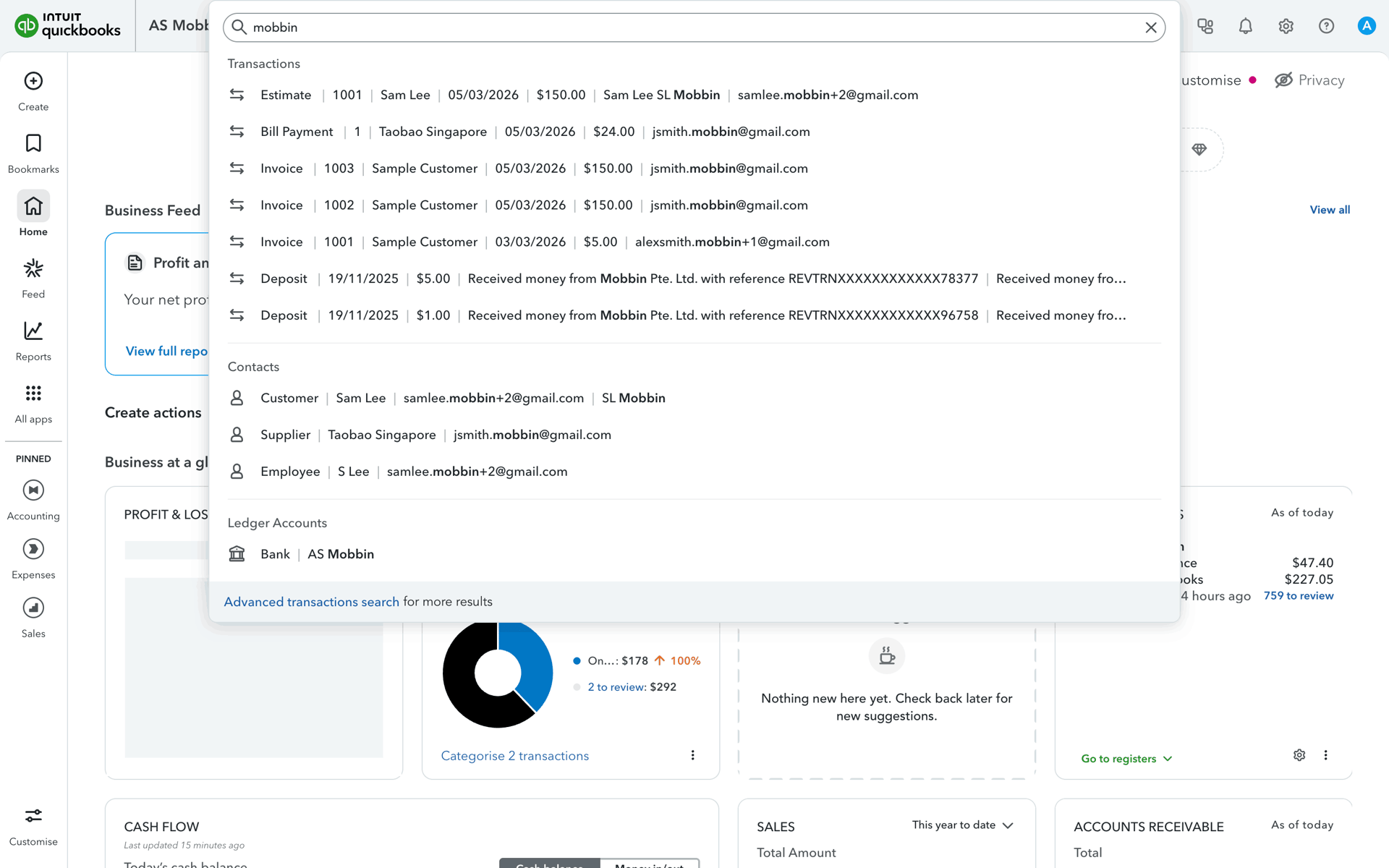 QuickBooks Web accounting interface screenshot 23