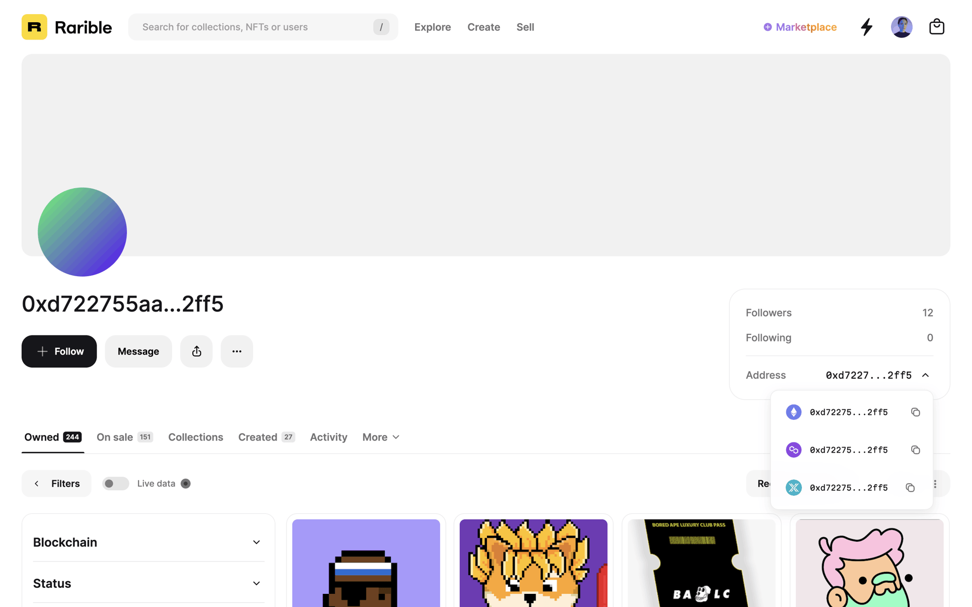 Rarible Web Crypto & Web3 interface screenshot 7