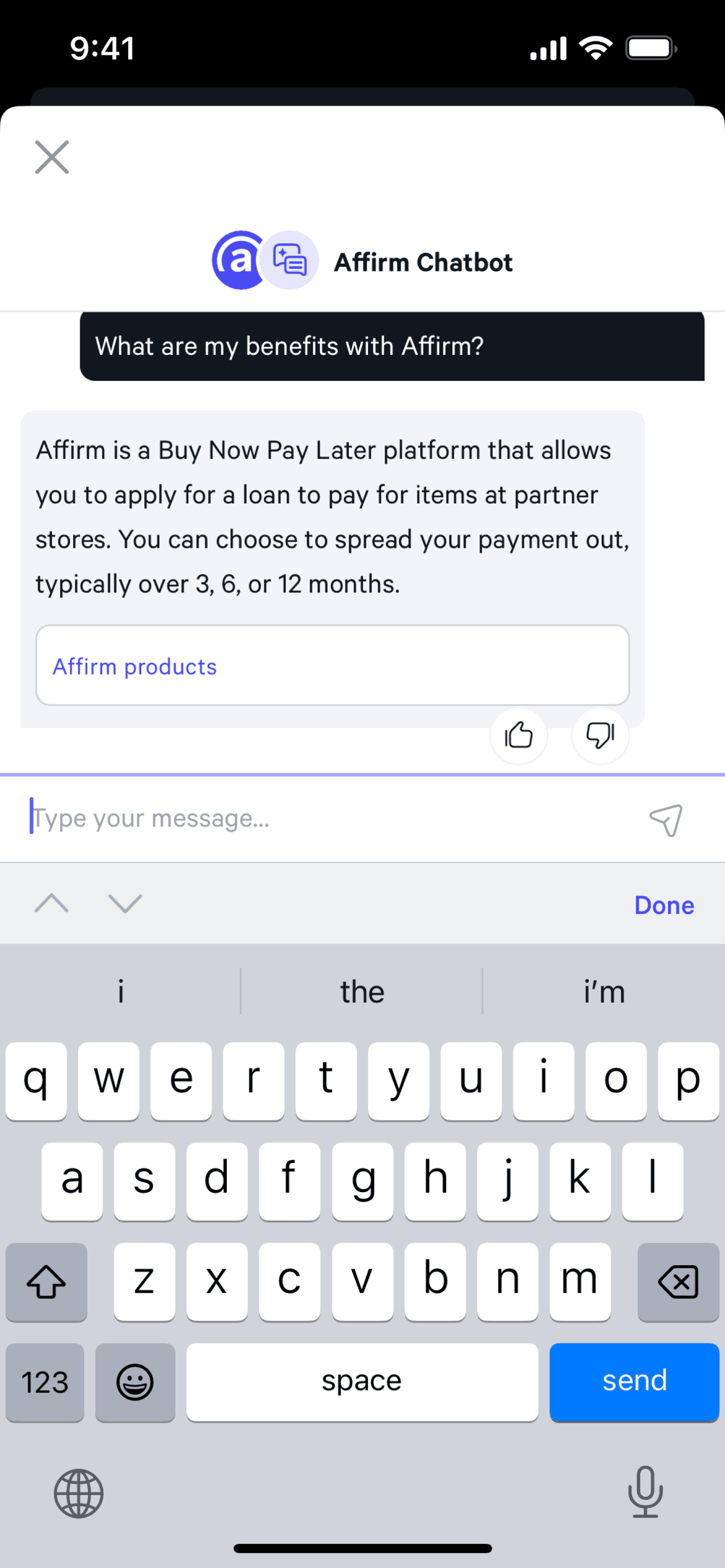 Affirm iOS Finance interface screenshot 15