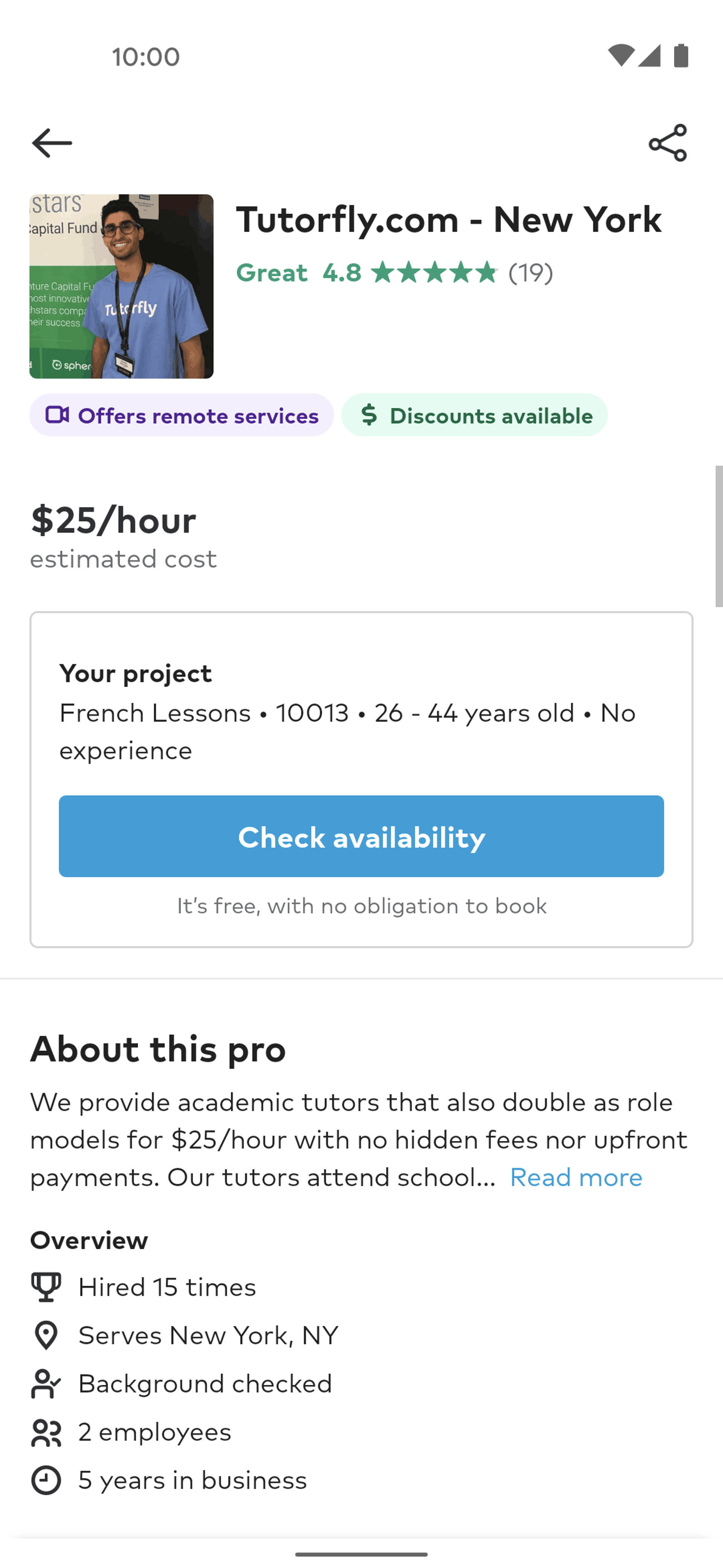 Thumbtack Android Lifestyle interface screenshot 10