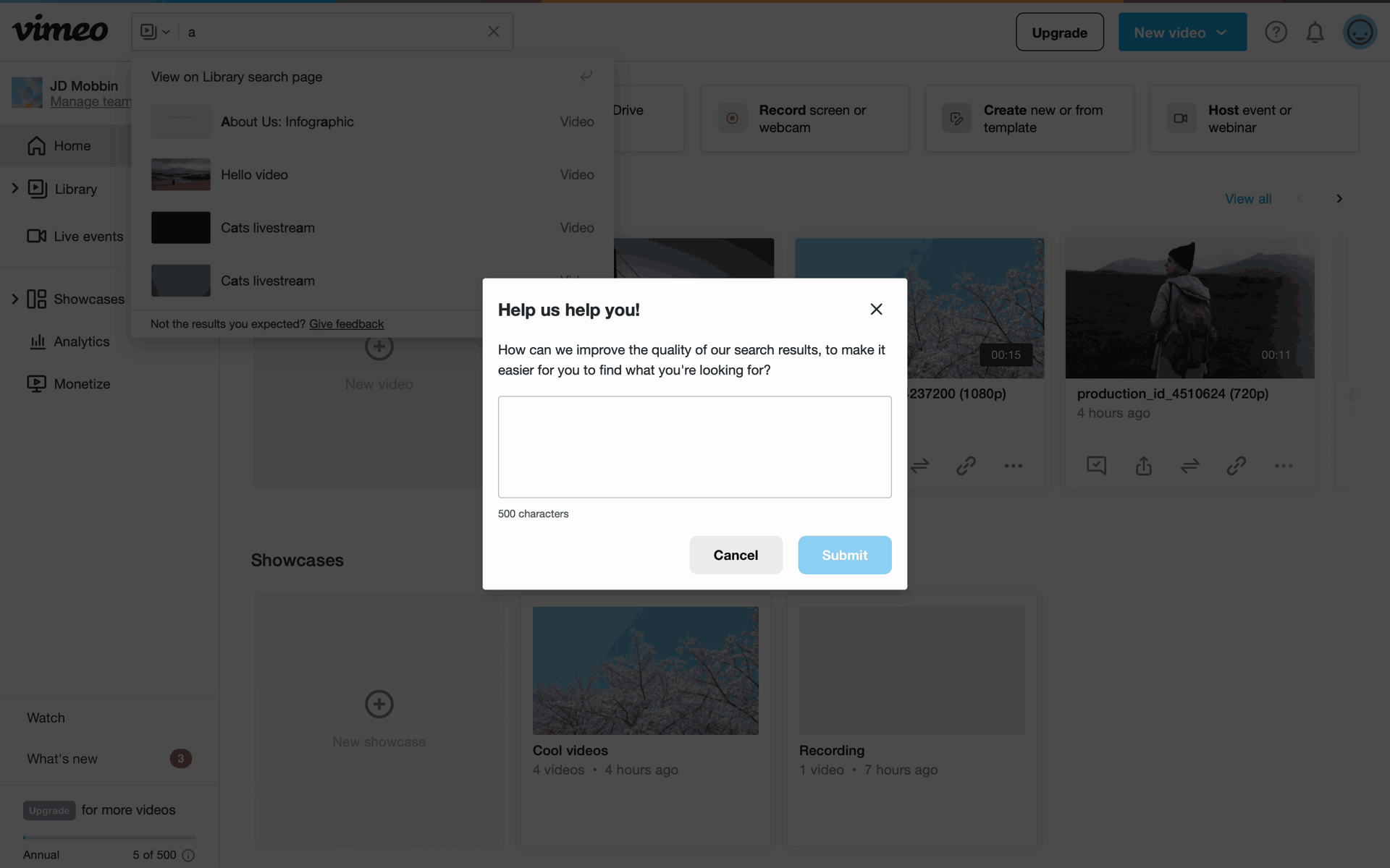 Vimeo Web Photo & Video interface screenshot 22